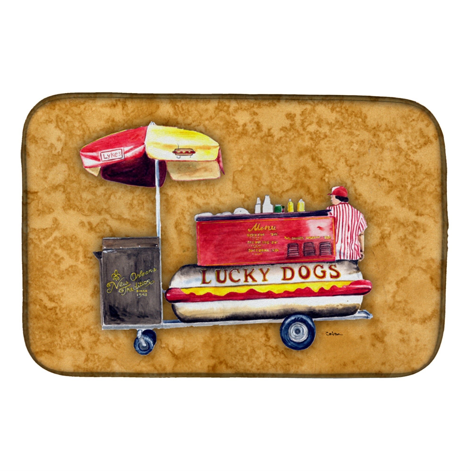 Caroline'S Treasures Hot Dog Dish Drying Mat, 14 X 21, Multicolor