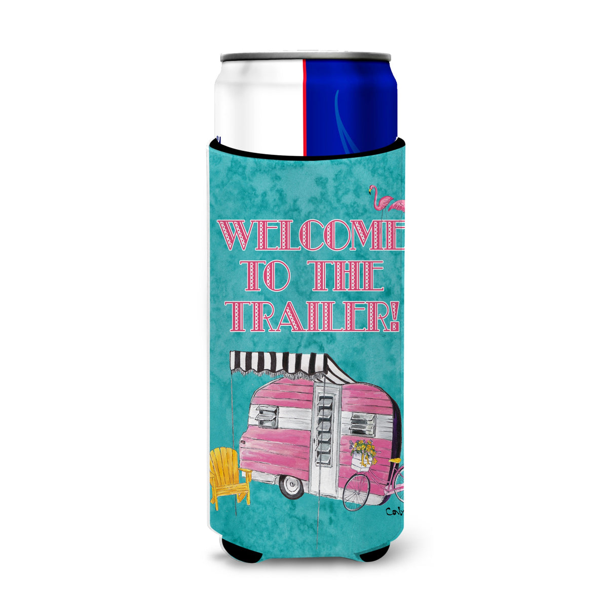 Welcome To The Trailer  Retro Glamping Trailer Ultra Beverage Insulators For Slim Cans 8783Muk