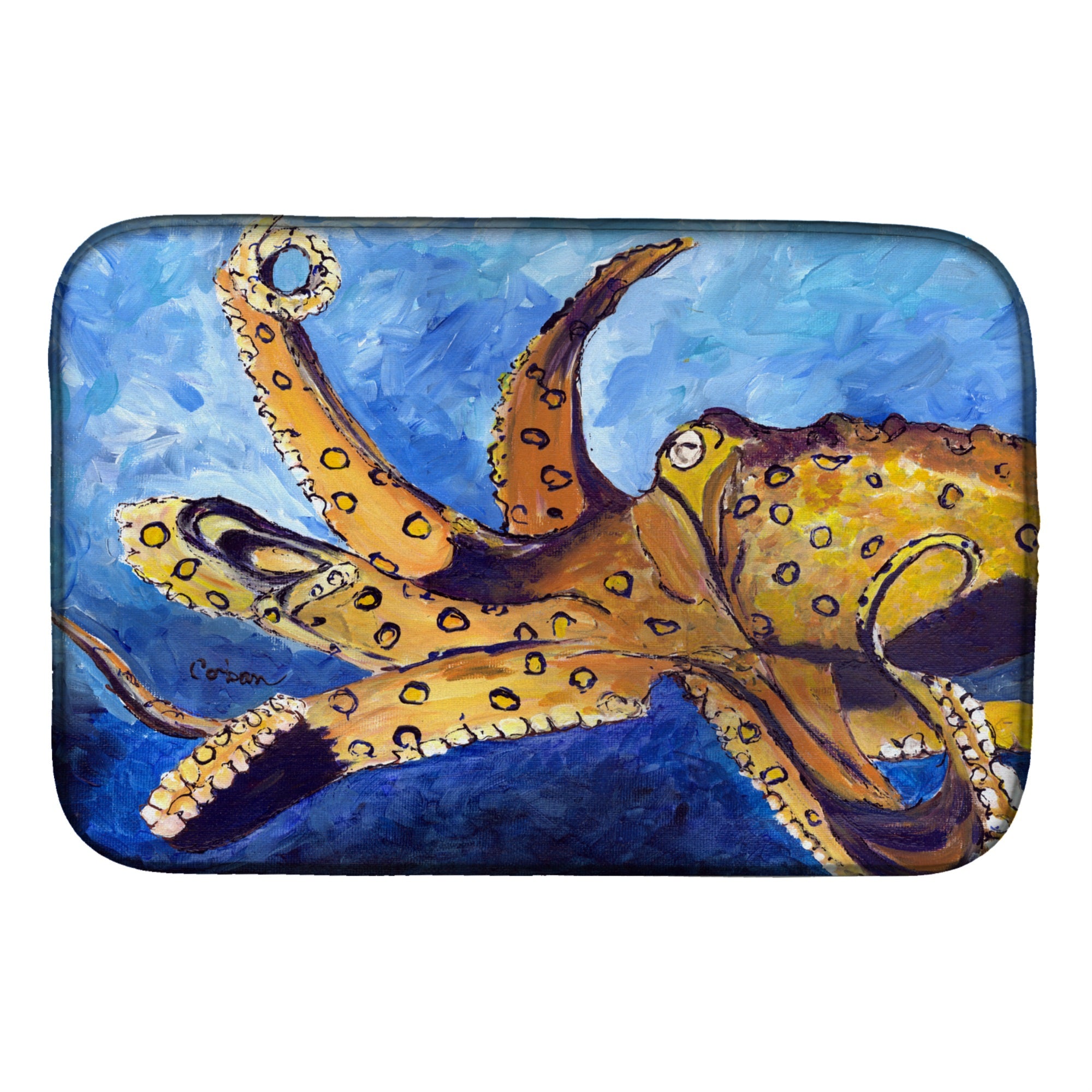 Caroline'S Treasures Octopus Dish Drying Mat, 14 X 21, Multicolor