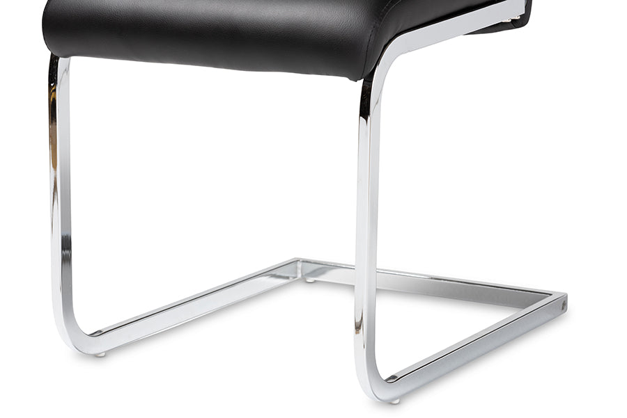 Baxton Studio Cyprien Modern And Contemporary Black Faux Leather Upholstered Dining Chair (Set Of 4)