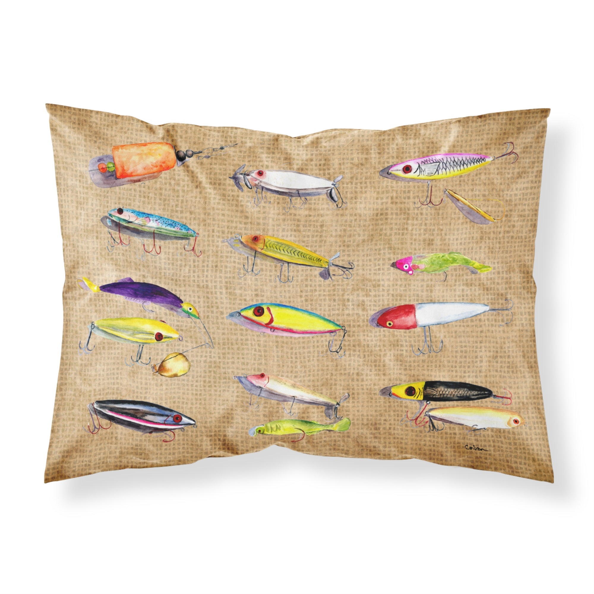 Caroline'S Treasures 8796Pillowcase Fishing Lures Moisture Wicking Fabric Standard Pillowcase, Large, Multicolor