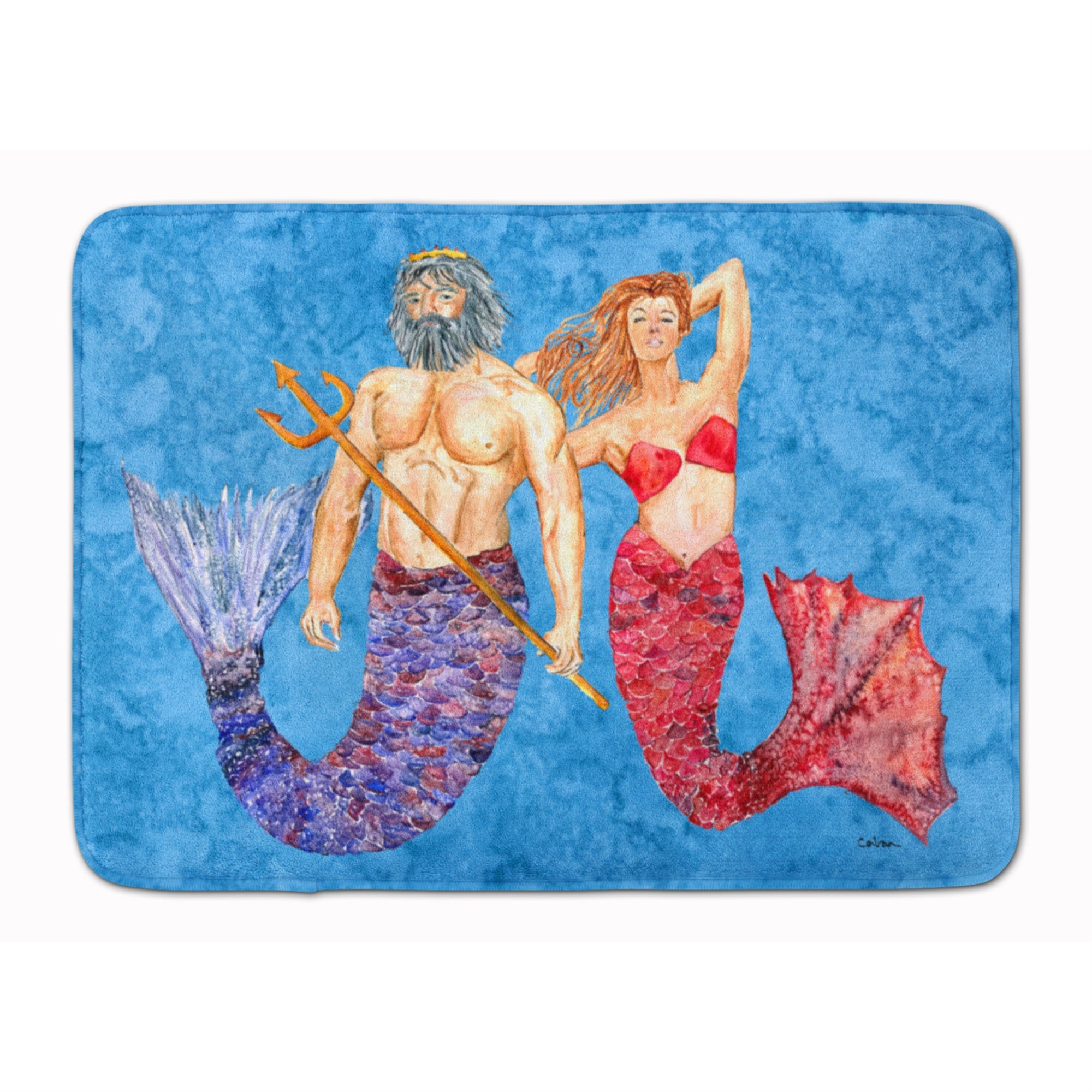 Caroline'S Treasures Mermaid And Merman Floor Mat, 19 X 27, Multicolor