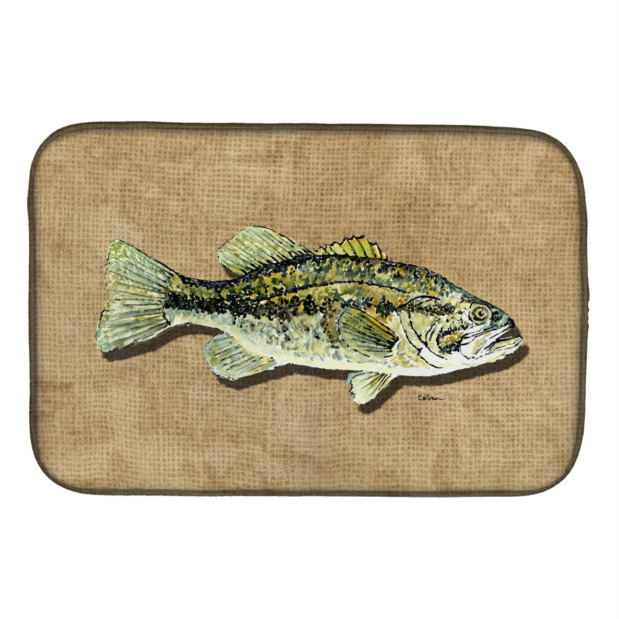 Caroline'S Treasures Small Mouth Bass Dish Drying Mat, 14 X 21, Multicolor