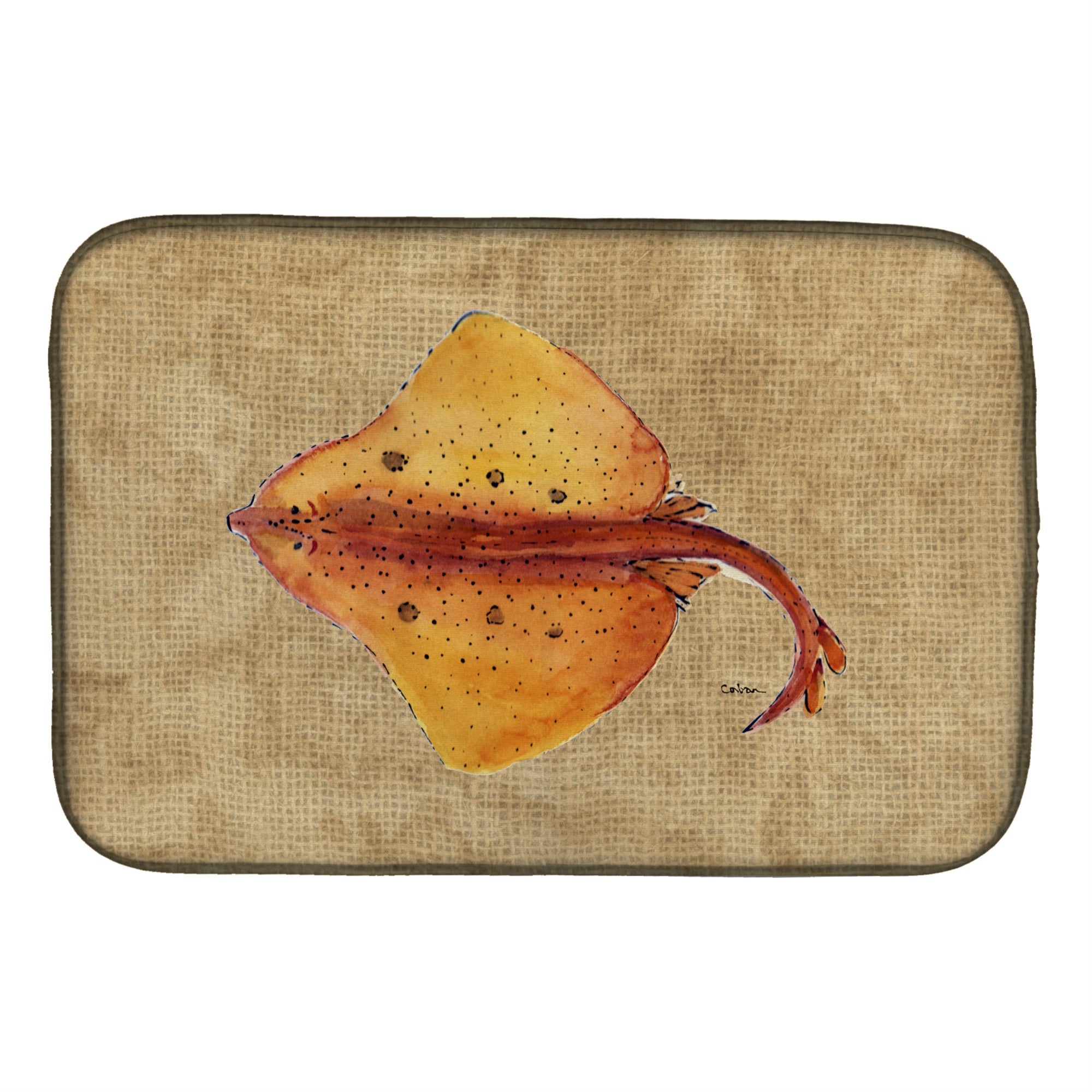Caroline'S Treasures Blonde Ray Stingray Dish Drying Mat, 14 X 21, Multicolor