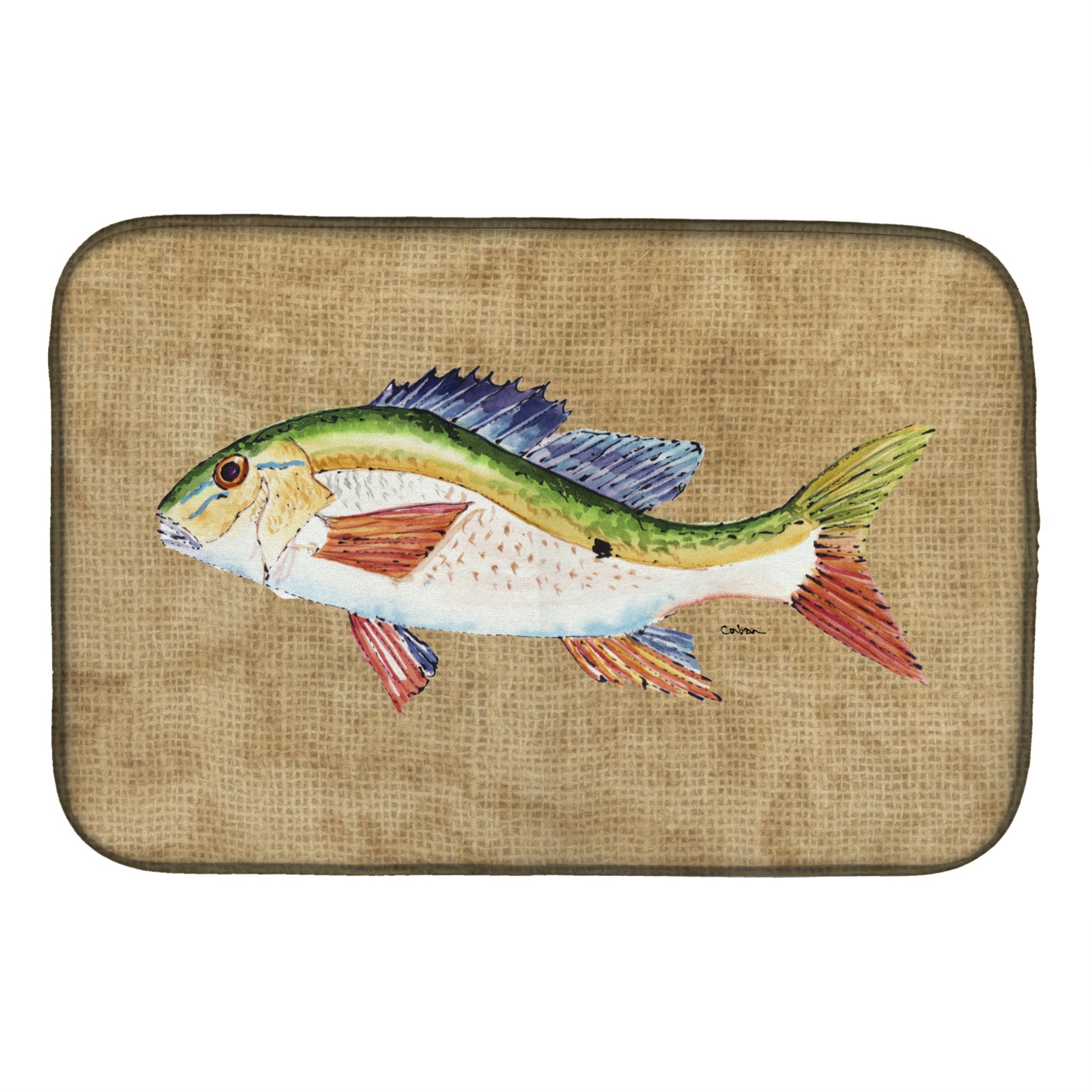 Caroline'S Treasures Rainbow Trout Dish Drying Mat, 14 X 21, Multicolor
