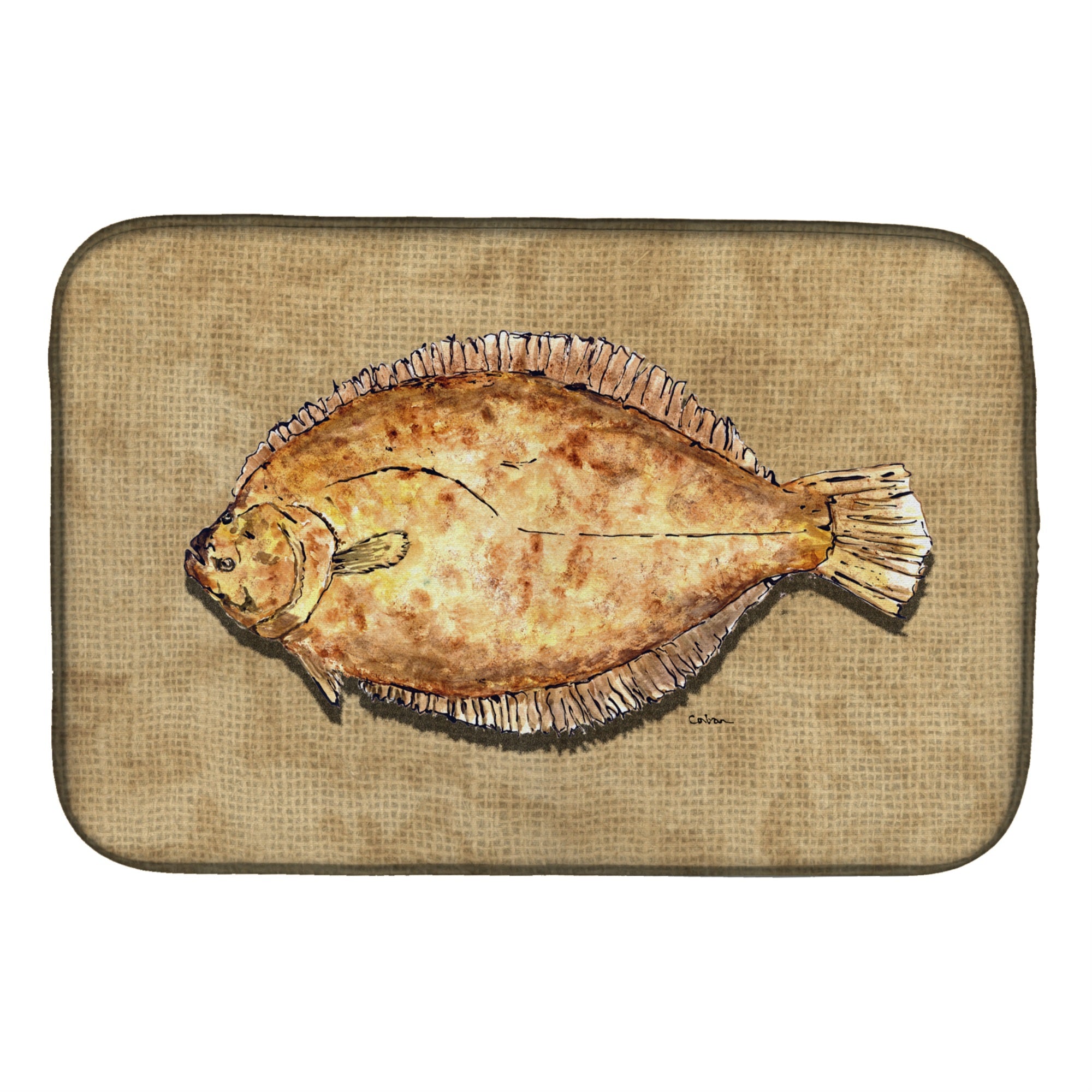 Caroline'S Treasures Flounder Dish Drying Mat, 14 X 21, Multicolor