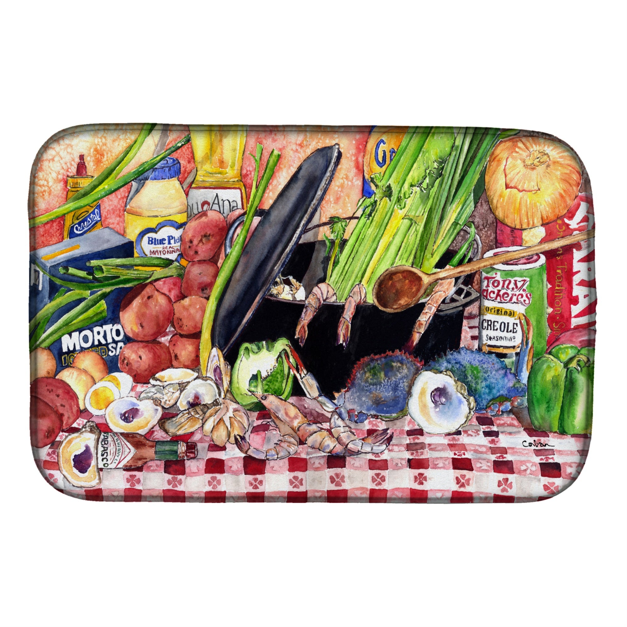 Caroline'S Treasures Gumbo And Potato Salad Dish Drying Mat, 14 X 21, Multicolor