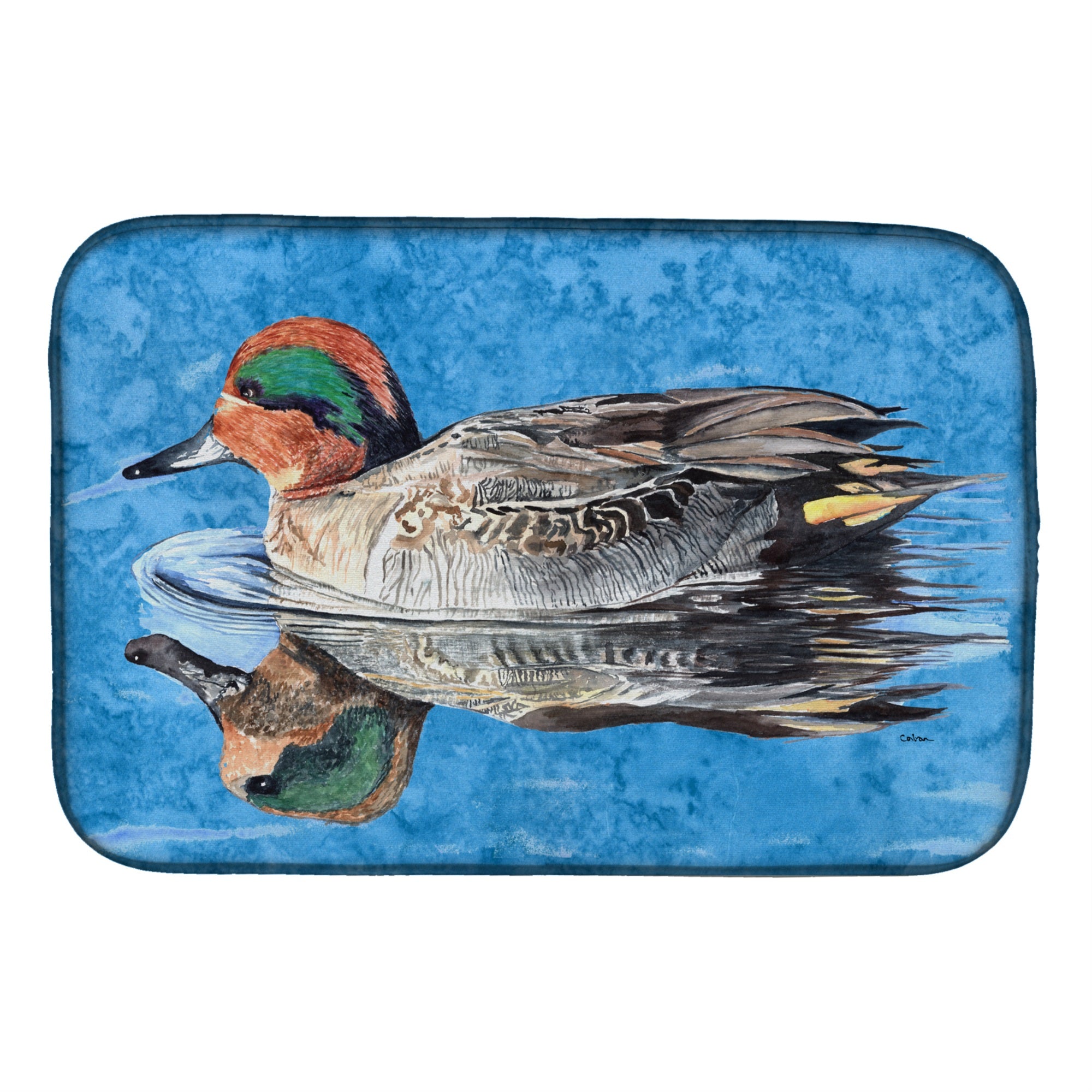 Caroline'S Treasures Teal Duck Dish Drying Mat, 14 X 21, Multicolor