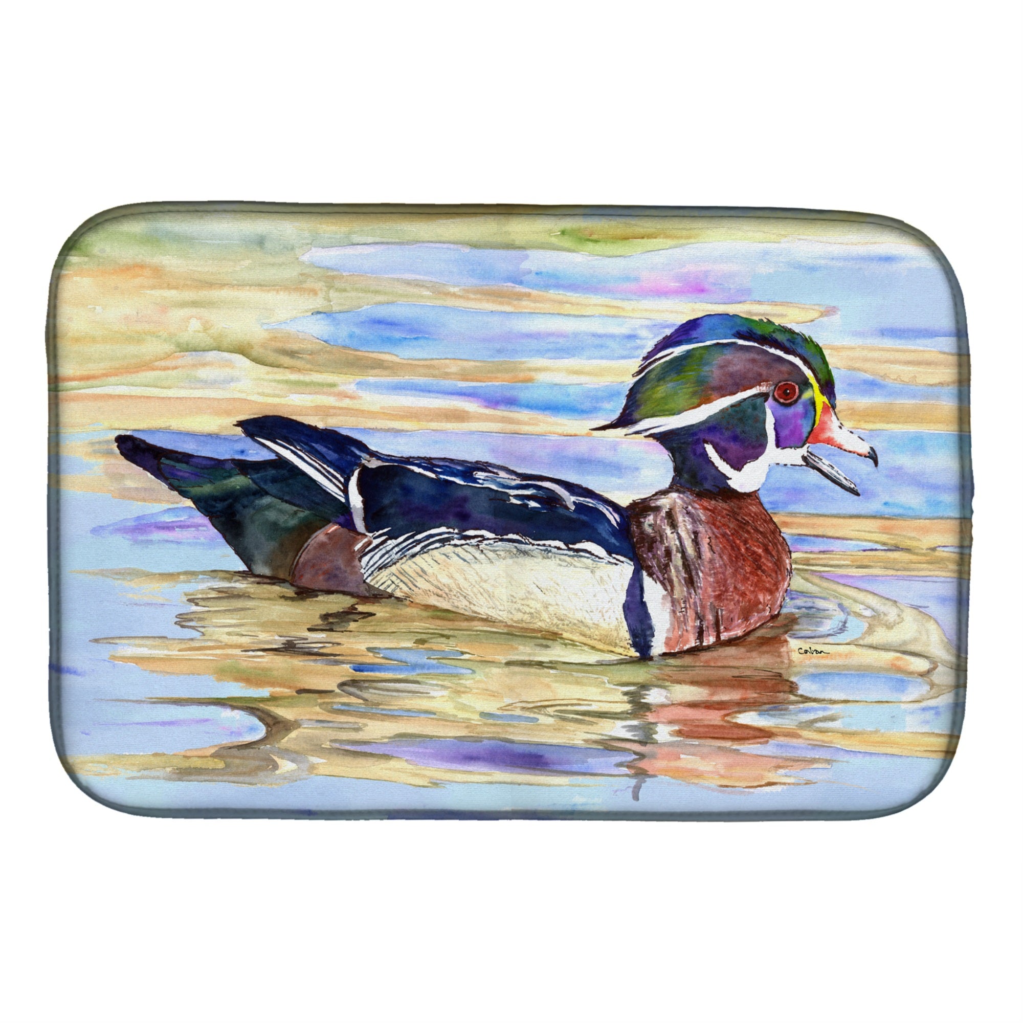 Caroline'S Treasures Wood Duck Dish Drying Mat, 14 X 21, Multicolor