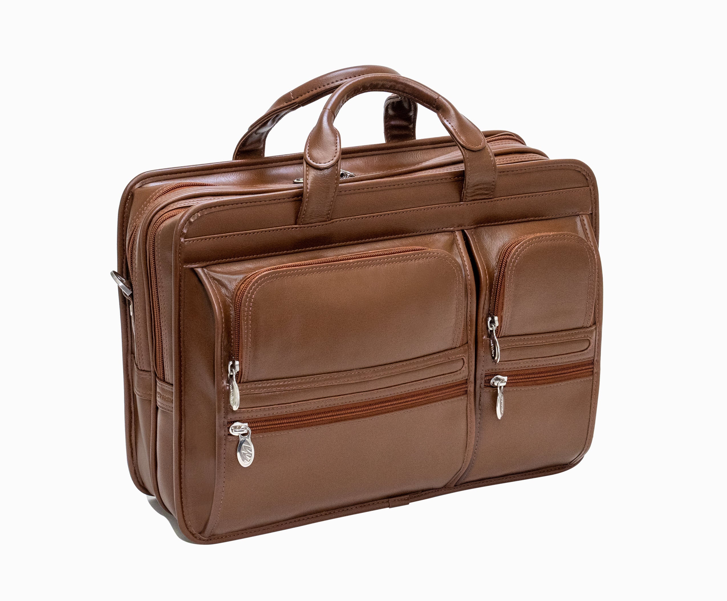 Hubbard15 Leather Double Compartment Laptop Briefcase