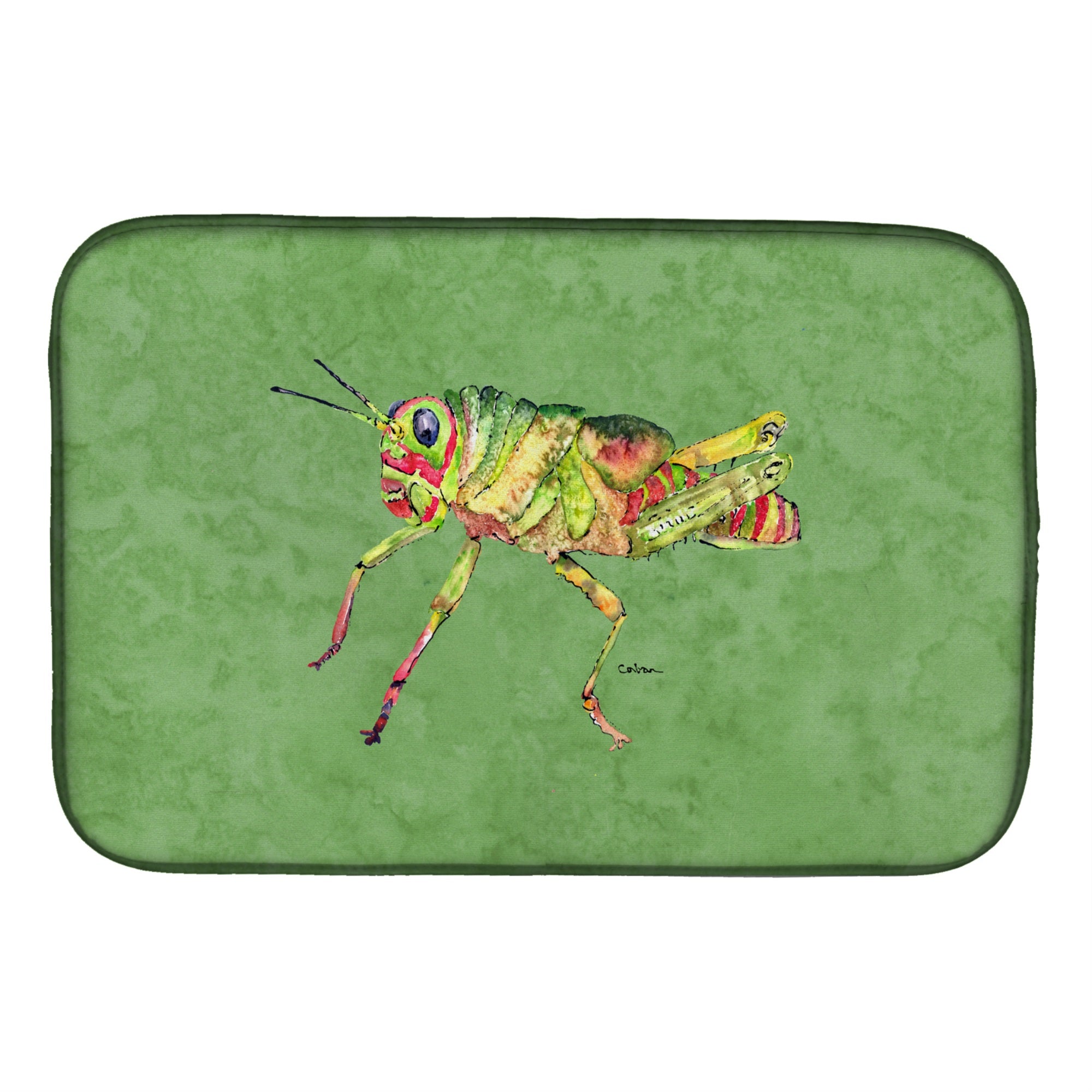 Caroline'S Treasures Grasshopper On Avocado Dish Drying Mat, 14 X 21, Multicolor