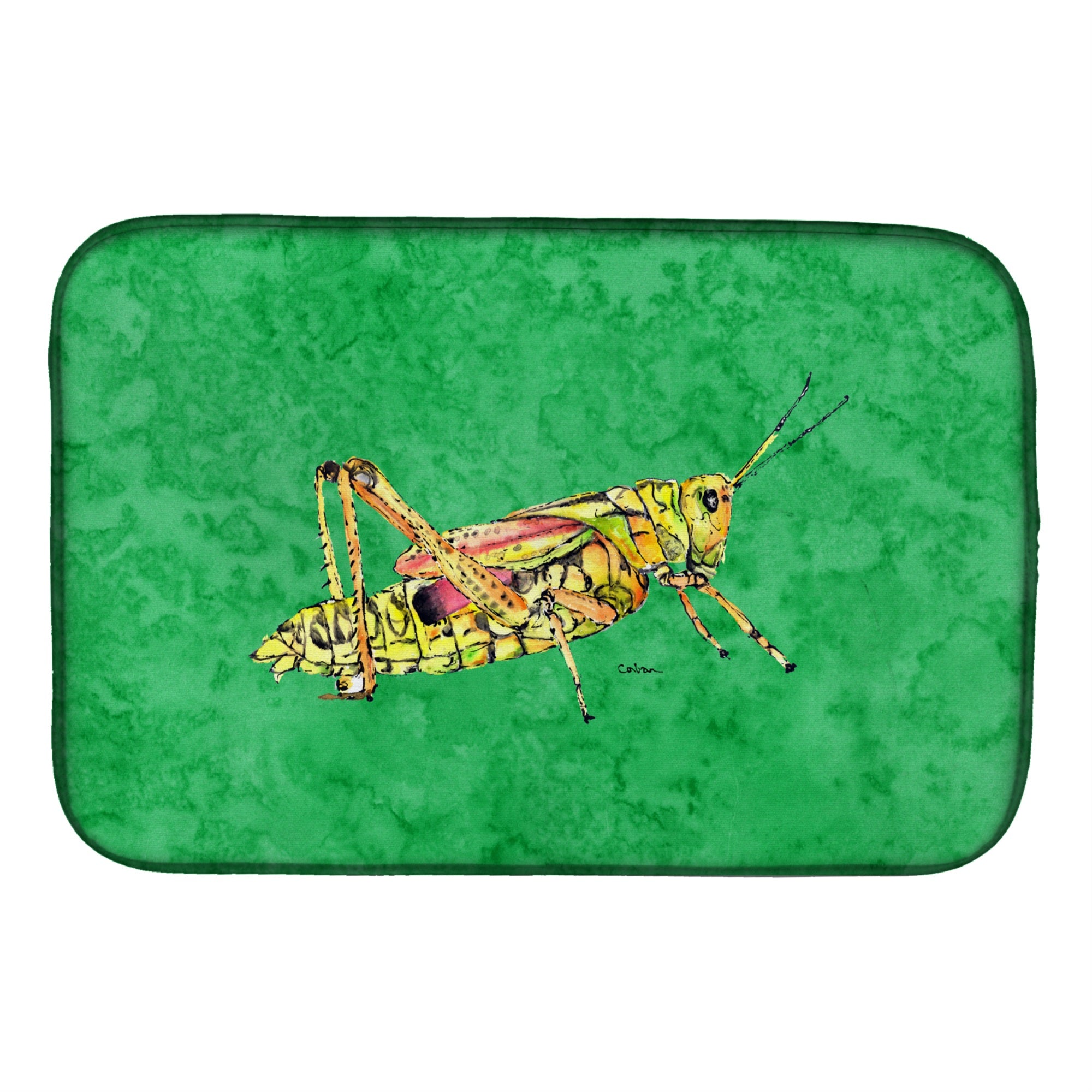Caroline'S Treasures Grasshopper On Green Dish Drying Mat, 14 X 21, Multicolor