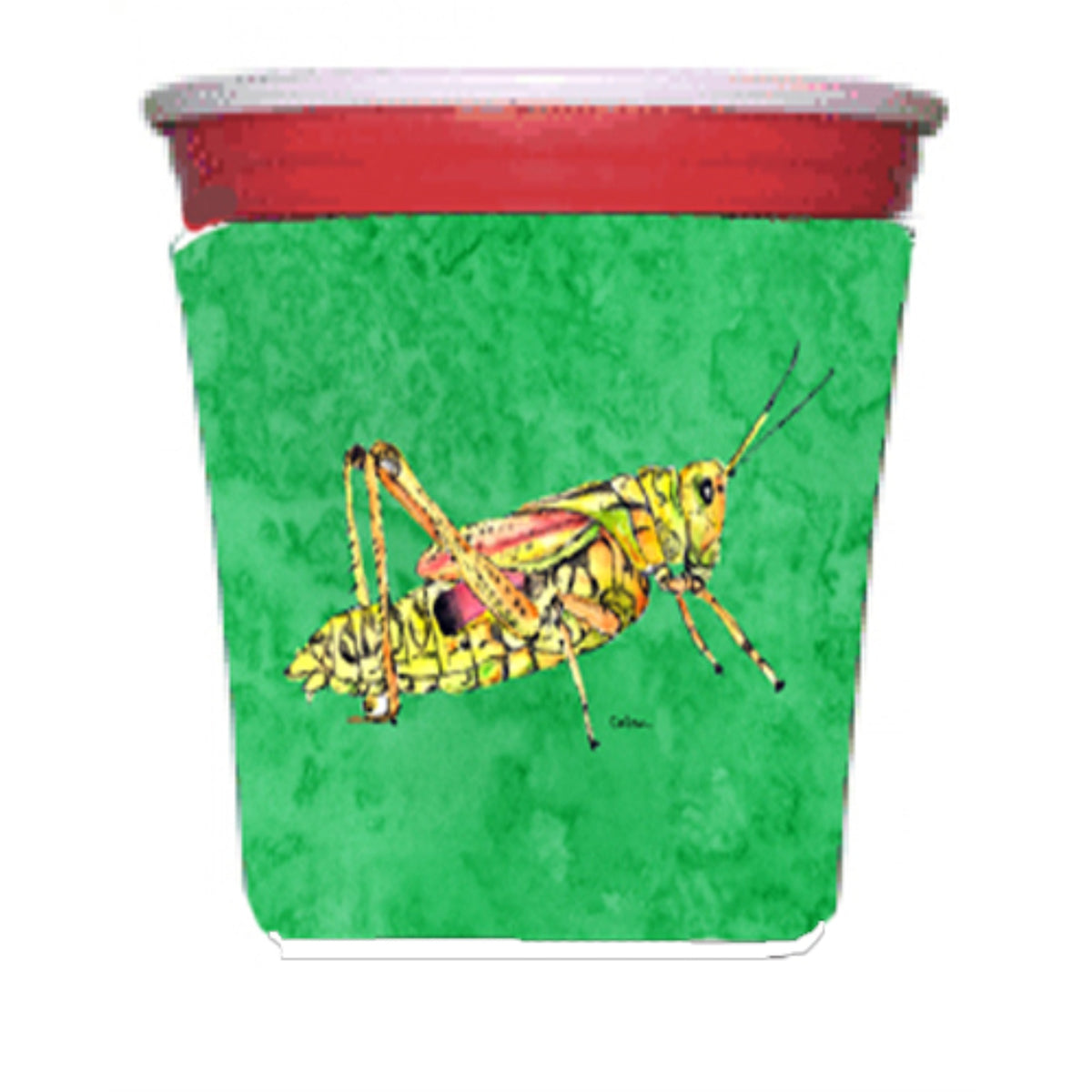 Grasshopper On Green Red Solo Cup Beverage Insulator Hugger