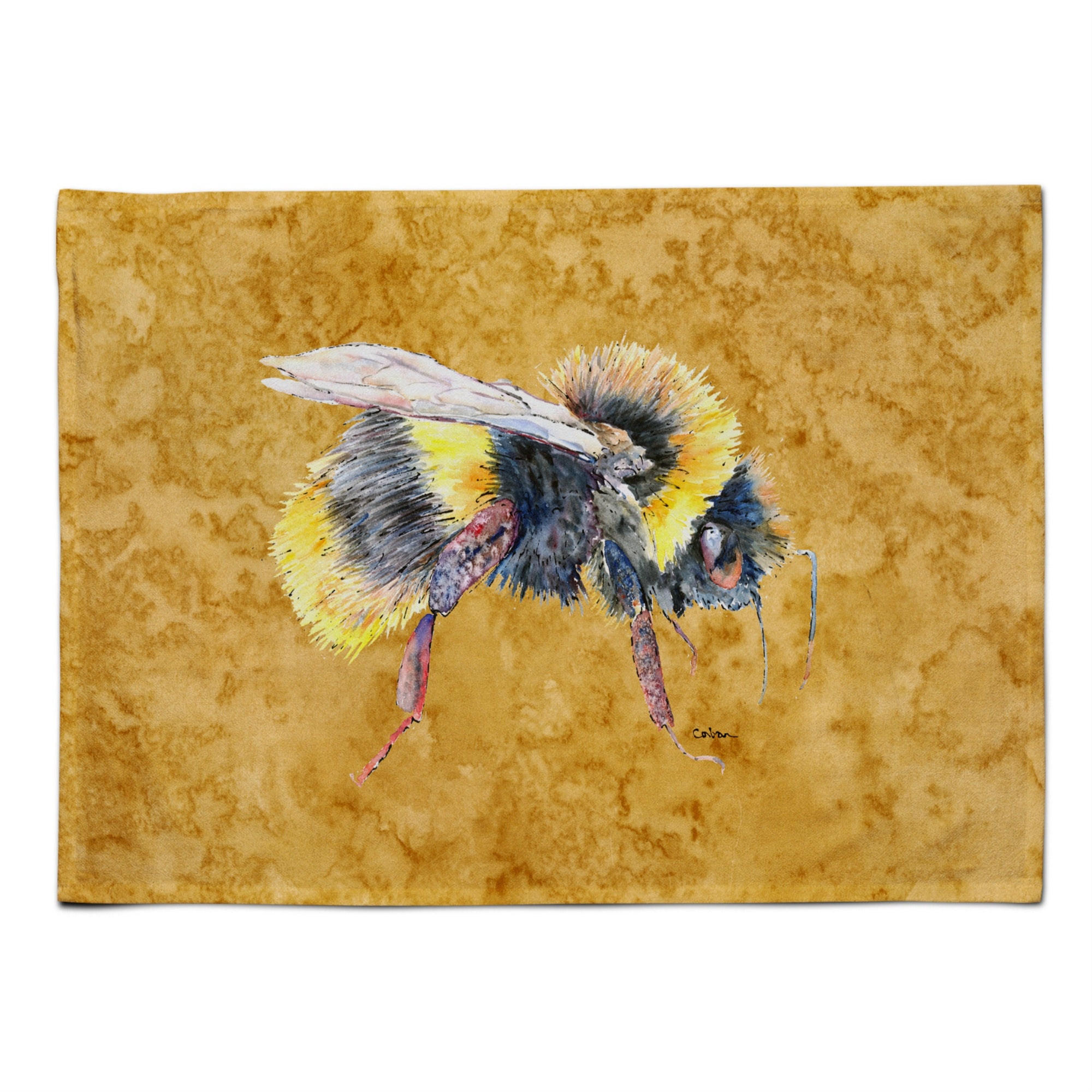 Caroline'S Treasures 8850Plmt Bee On Gold Fabric Placemat, Multicolor