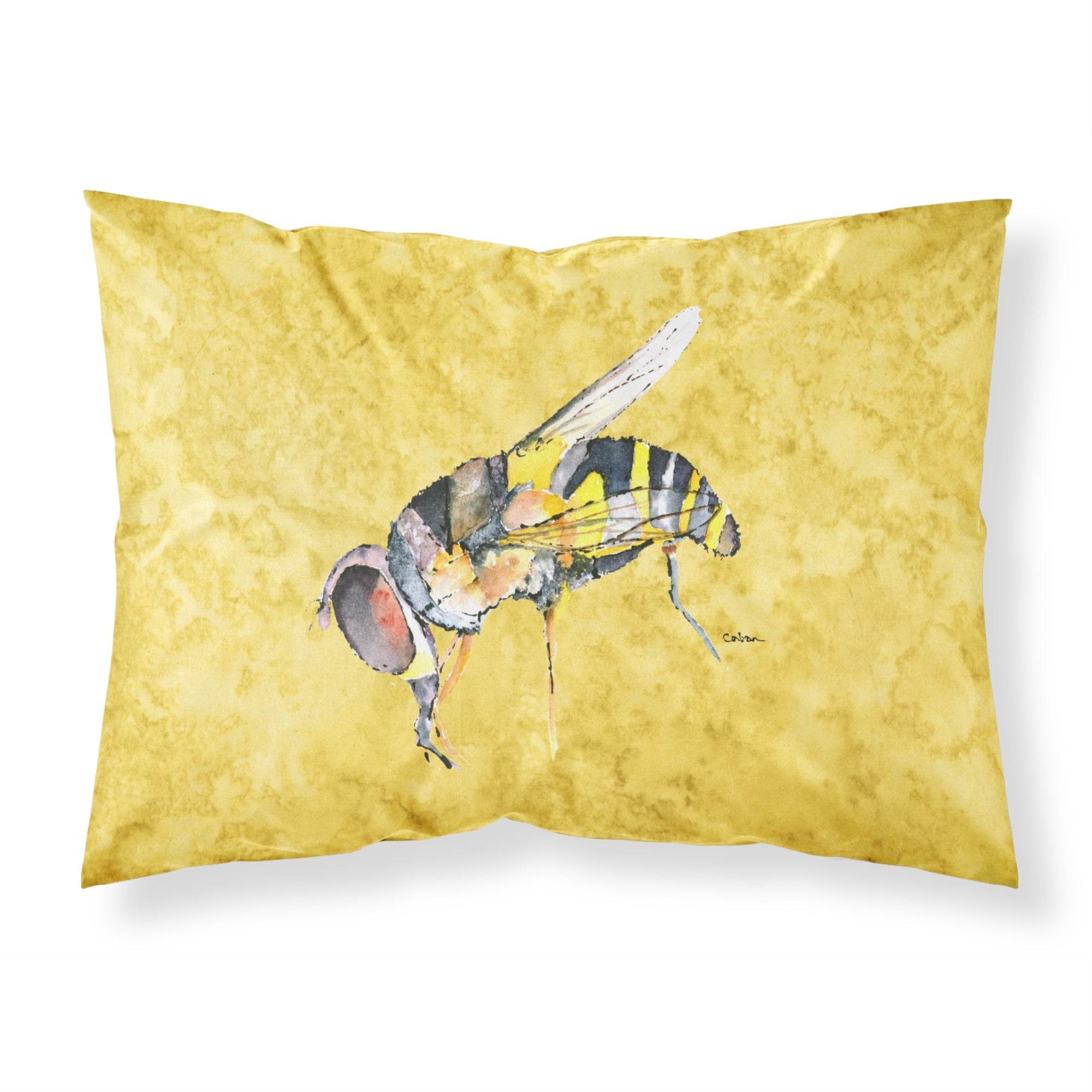 Caroline'S Treasures 8851Pillowcase Bee On Yellow Moisture Wicking Fabric Standard Pillowcase, Large, Multicolor