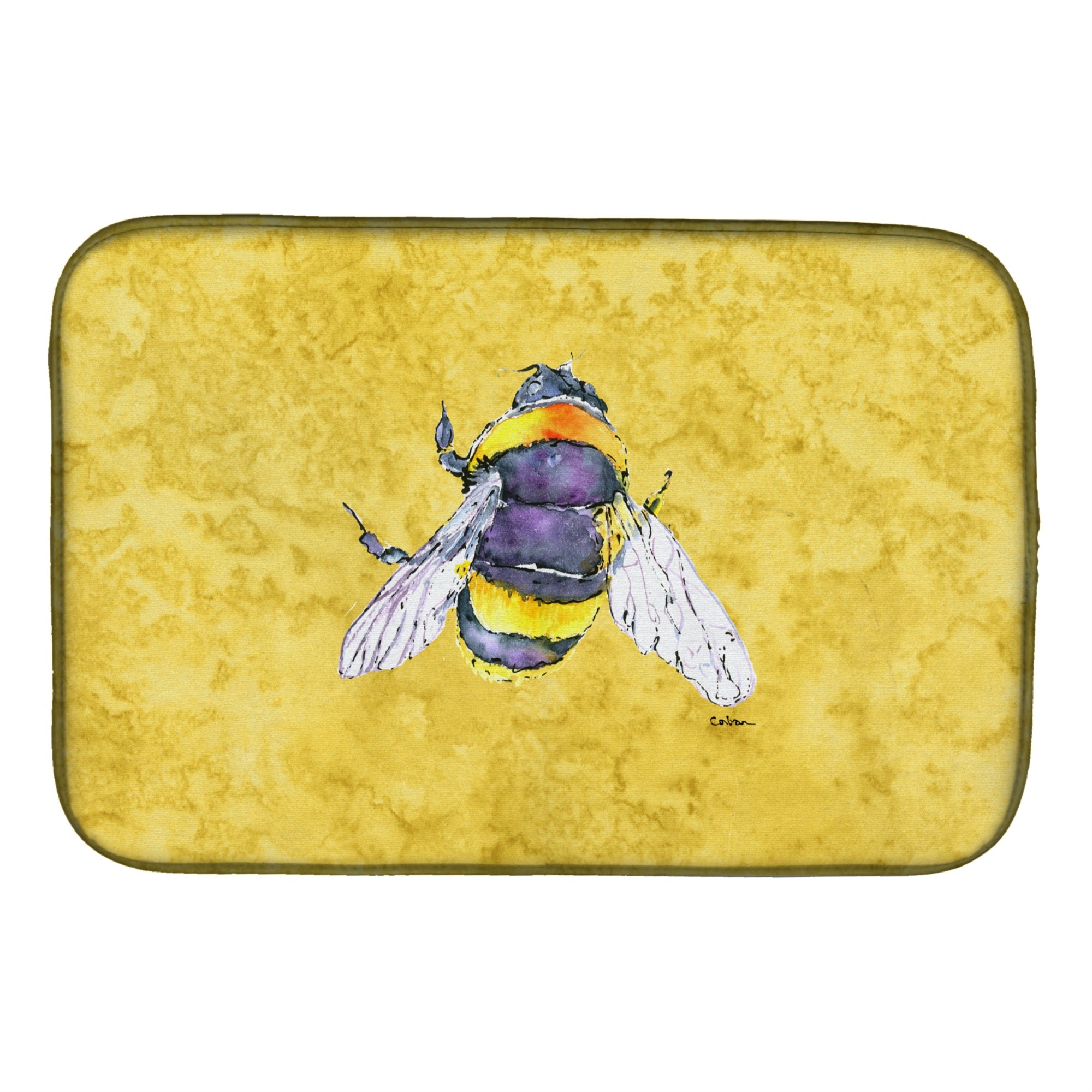 Caroline'S Treasures Bee On Yellow Dish Drying Mat, 14 X 21, Multicolor