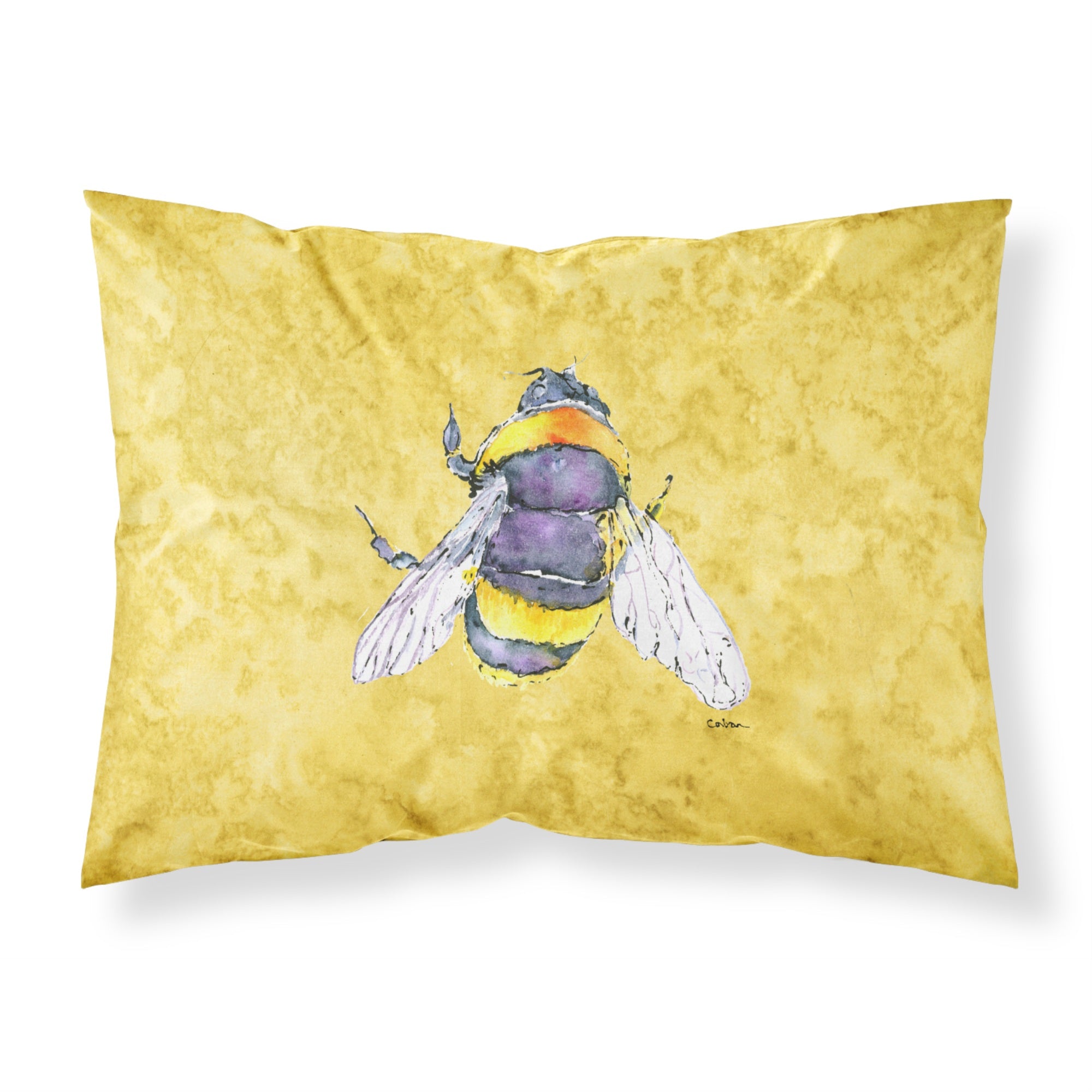 Caroline'S Treasures 8852Pillowcase Bee On Yellow Moisture Wicking Fabric Standard Pillowcase, Large, Multicolor