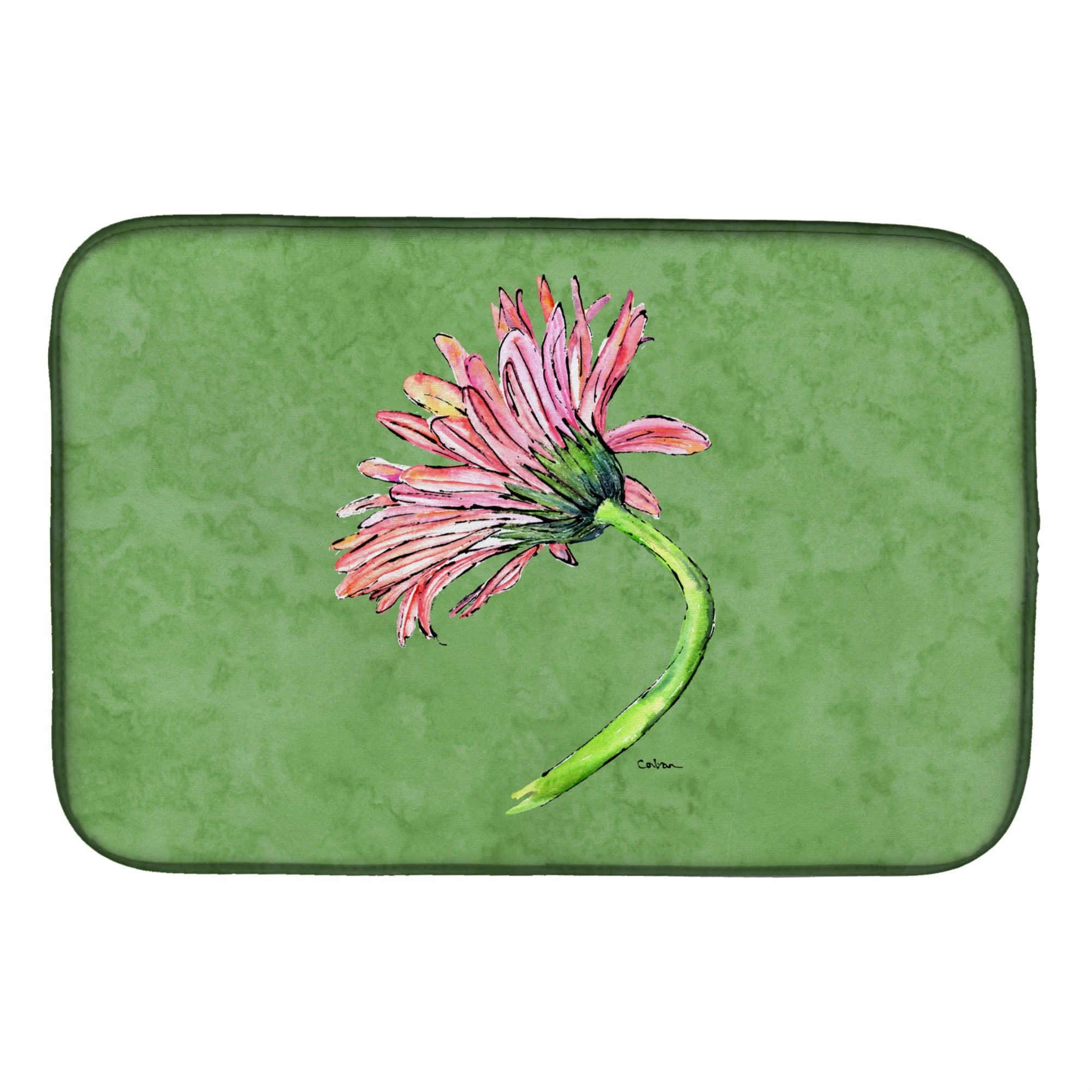 Caroline'S Treasures Gerber Daisy Pink Dish Drying Mat, 14 X 21, Multicolor