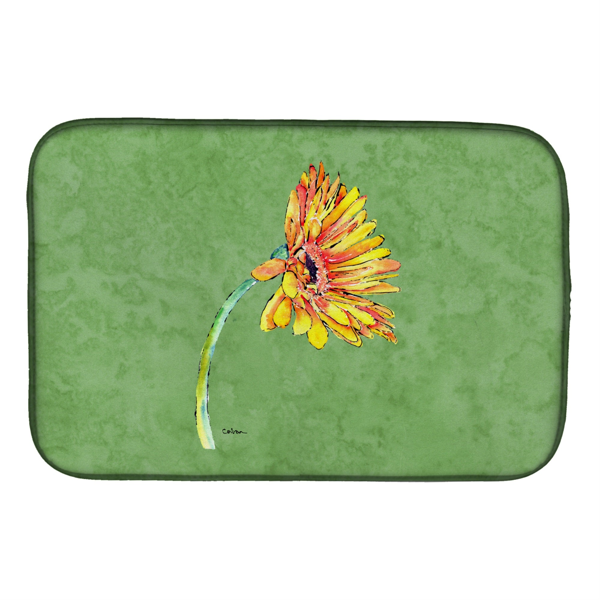 Caroline'S Treasures Gerber Daisy Orange Dish Drying Mat, 14 X 21, Multicolor