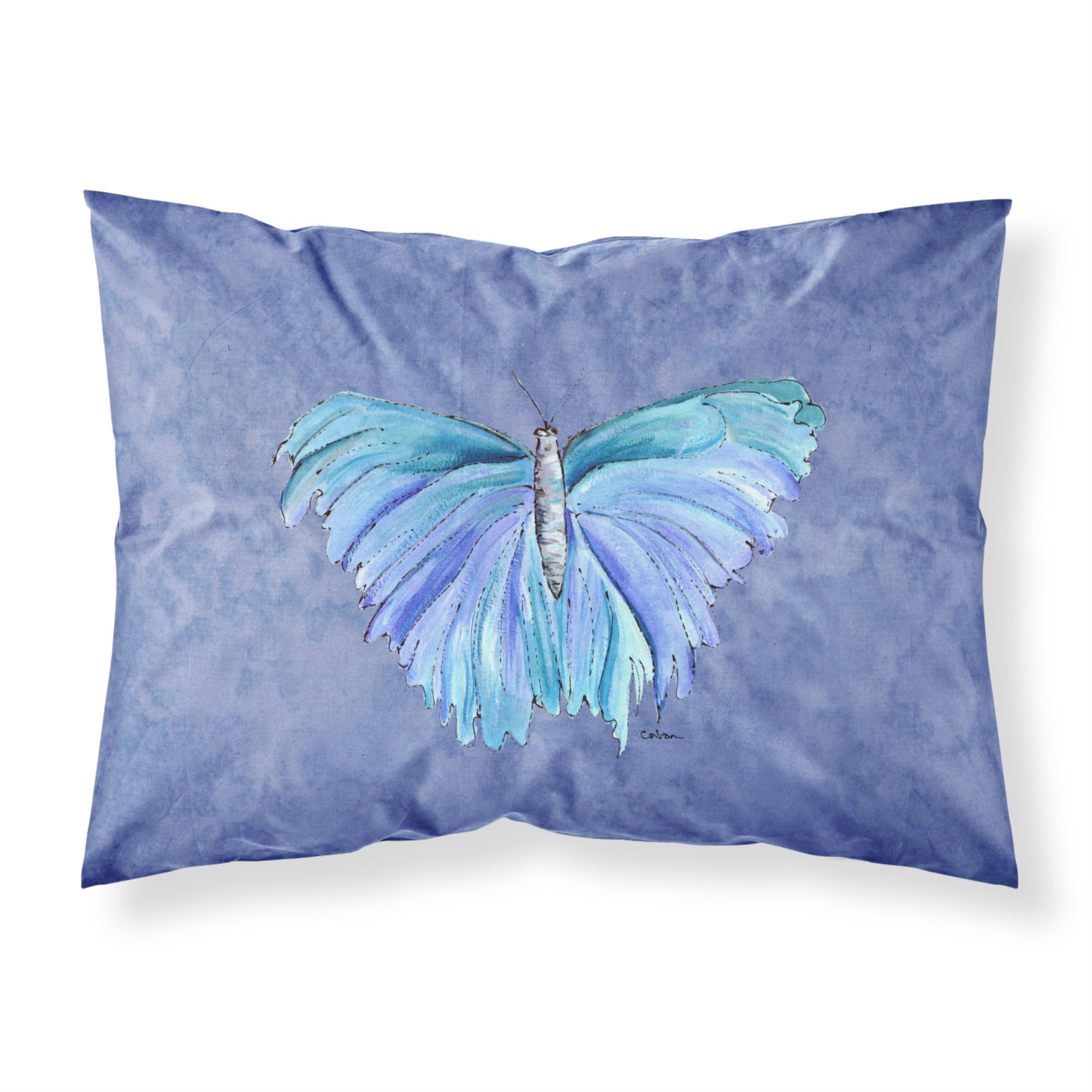 Caroline'S Treasures 8855Pillowcase Butterfly On Slate Blue Moisture Wicking Fabric Standard Pillowcase, Large, Multicolor