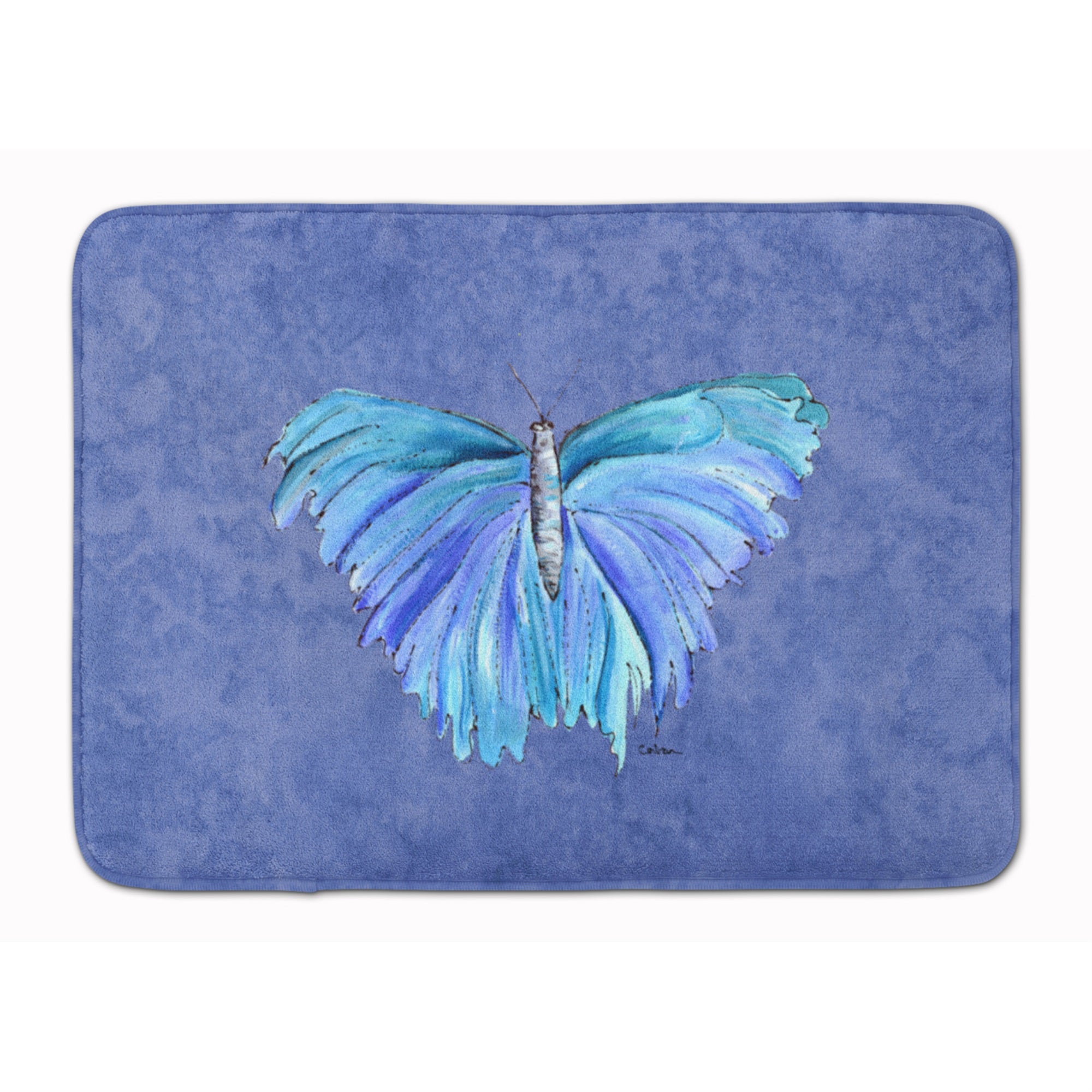 Caroline'S Treasures Butterfly On Slate Blue Floor Mat, 19 X 27, Multicolor
