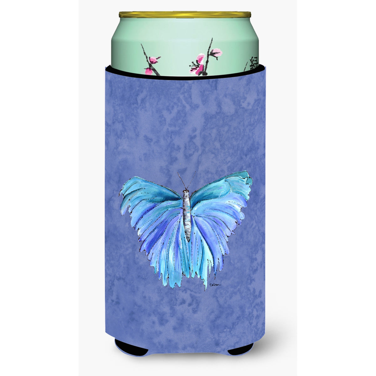 Butterfly On Slate Blue  Tall Boy Beverage Insulator Beverage Insulator Hugger