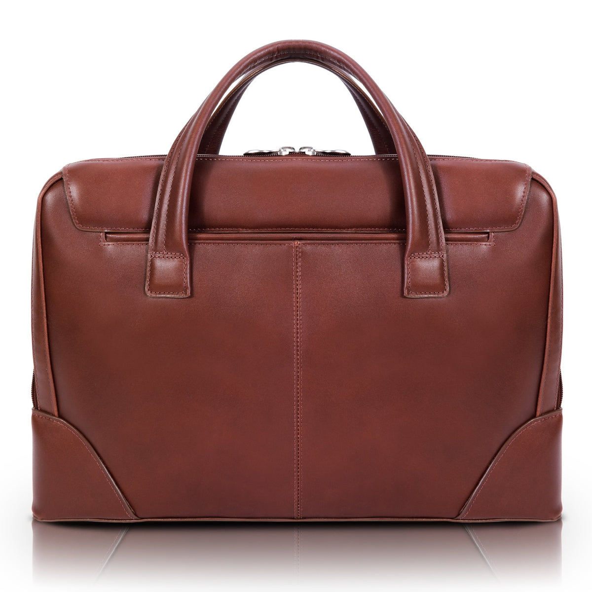R Series | Harpswell | 17 Leather Dual Compartment Laptop Briefcase - Brown