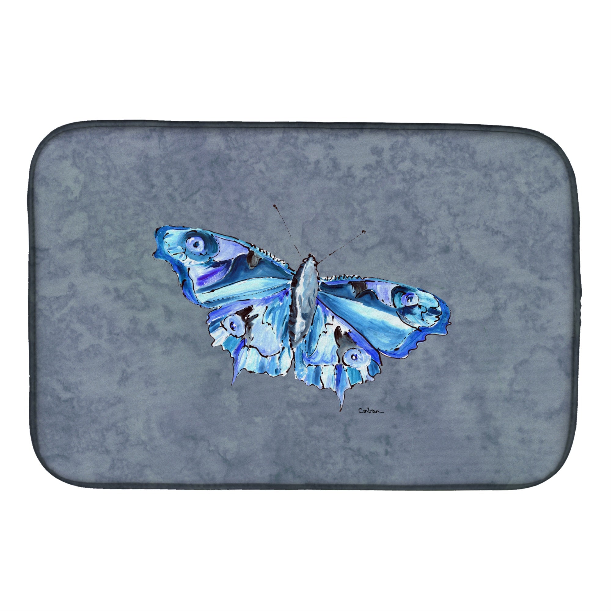 Caroline'S Treasures Butterfly On Gray Dish Drying Mat, 14 X 21, Multicolor