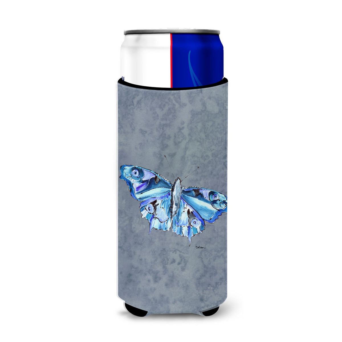 Butterfly On Gray Ultra Beverage Insulators For Slim Cans 8856Muk