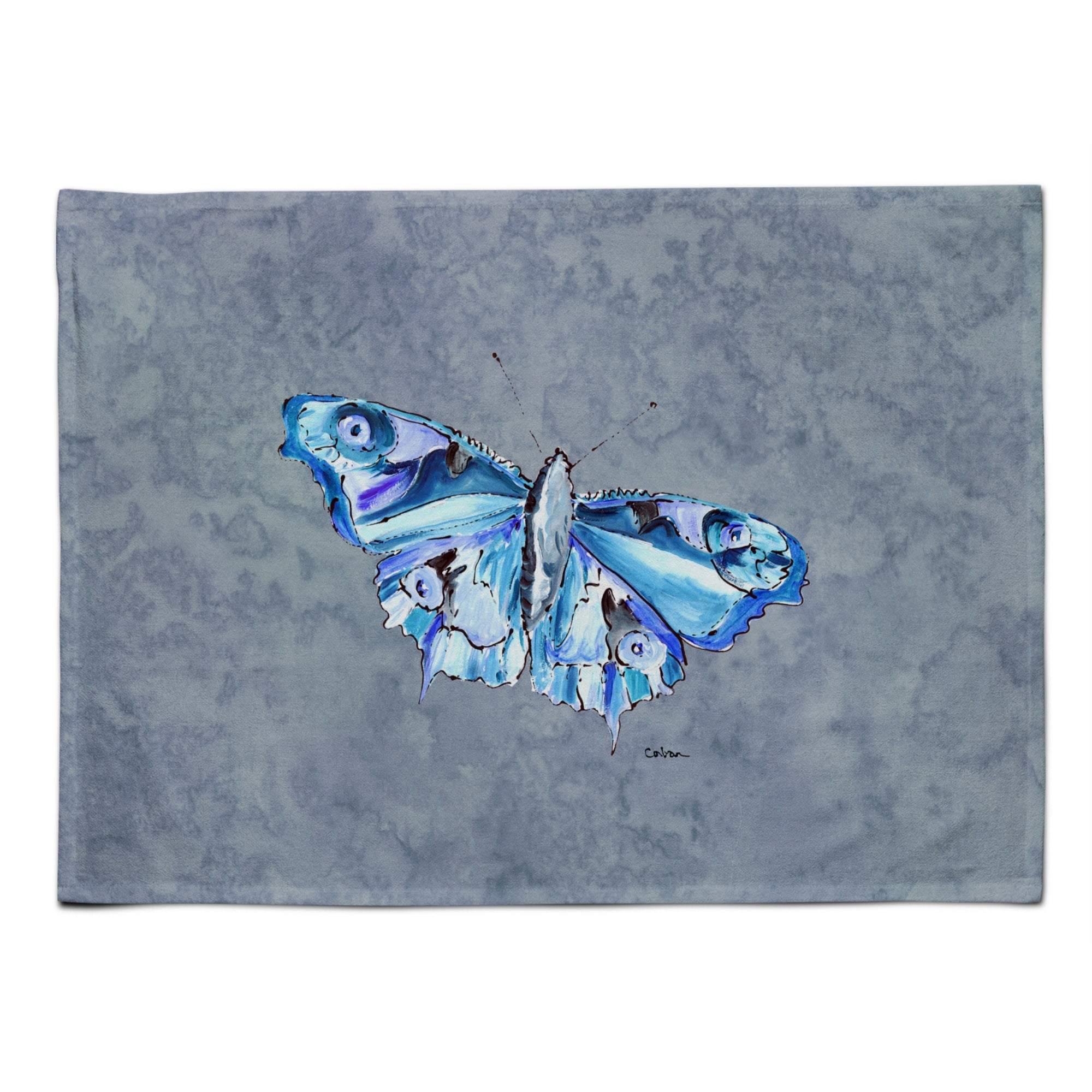 Caroline'S Treasures 8856Plmt Butterfly On Gray Fabric Placemat, Multicolor