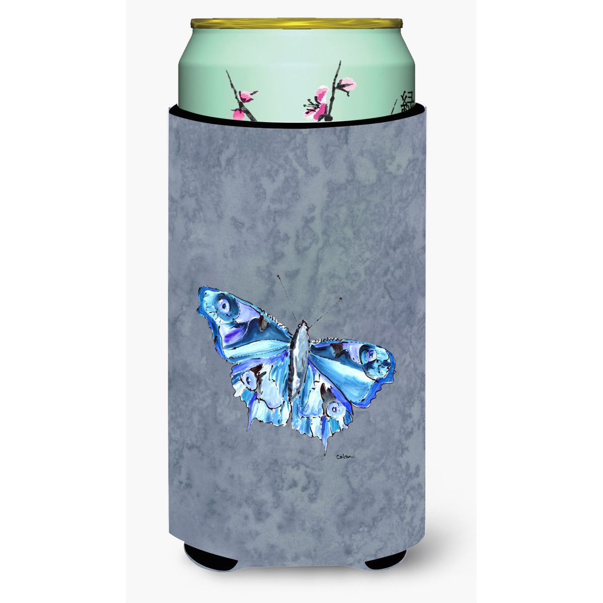 Butterfly On Gray  Tall Boy Beverage Insulator Beverage Insulator Hugger
