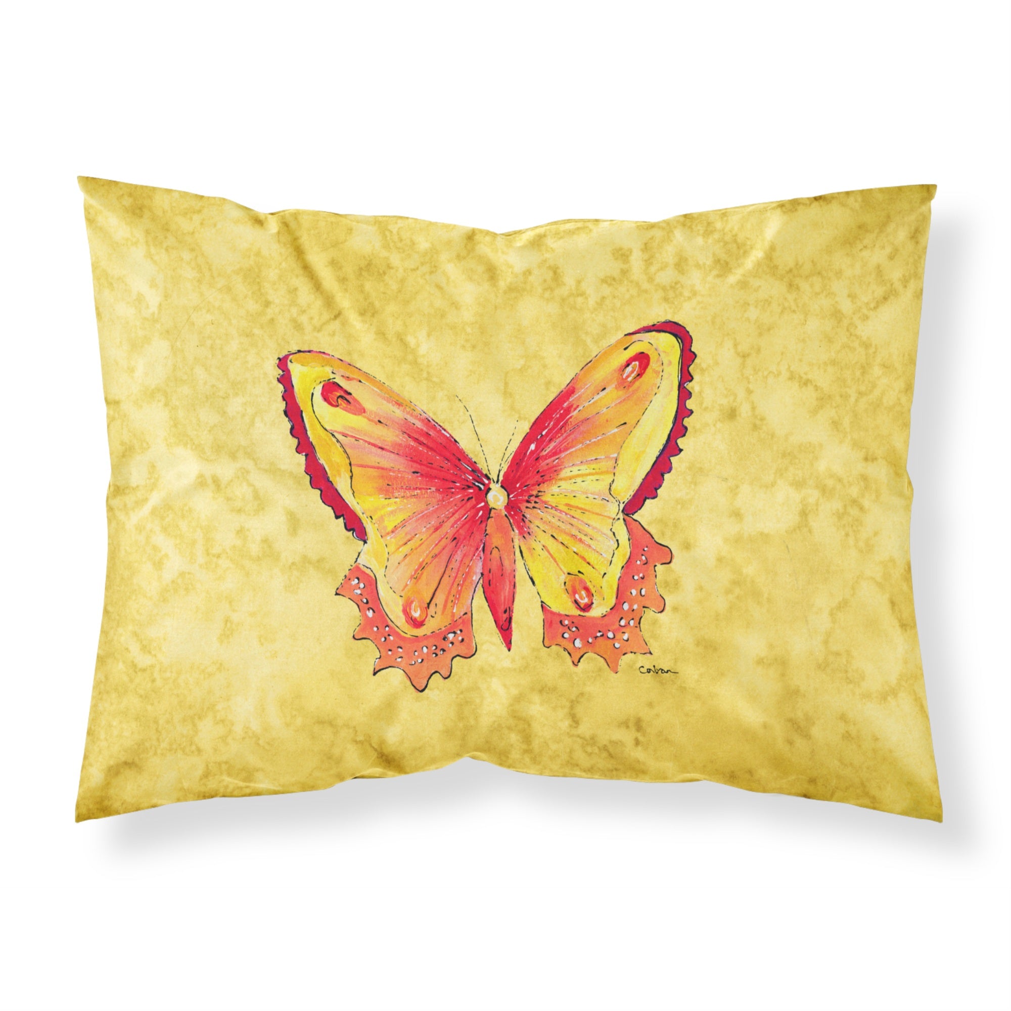 Caroline'S Treasures 8857Pillowcase Butterfly On Yellow Moisture Wicking Fabric Standard Pillowcase, Large, Multicolor