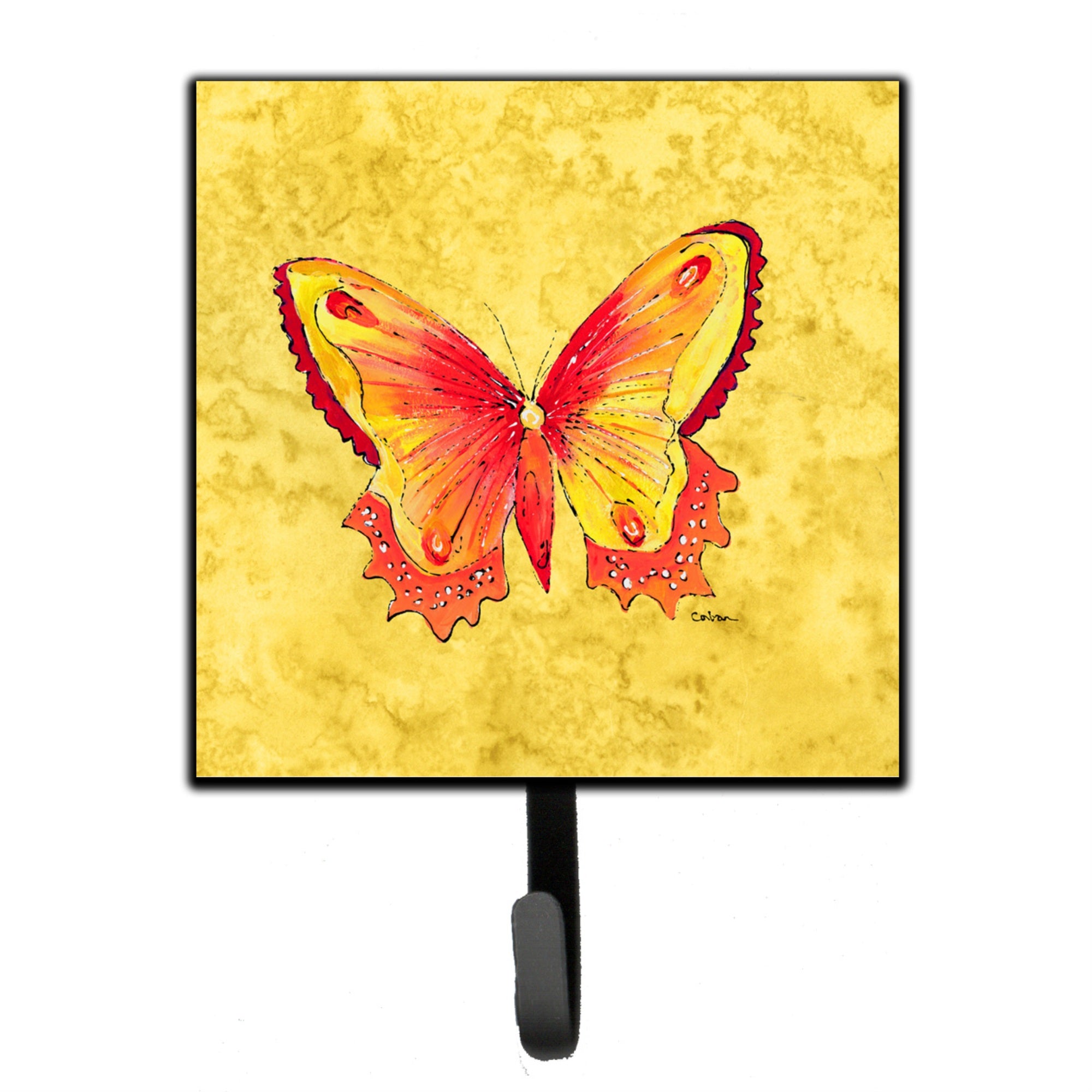 Caroline'S Treasures 8857Sh4 Butterfly On Yellow Leash Or Key Holder, Small, Multicolor