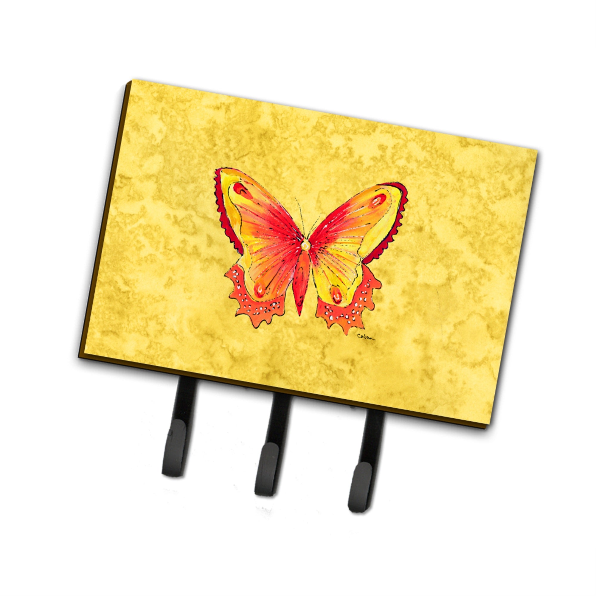 Caroline'S Treasures 8857Th68 Butterfly On Yellow Leash Or Key Holder, Large, Multicolor