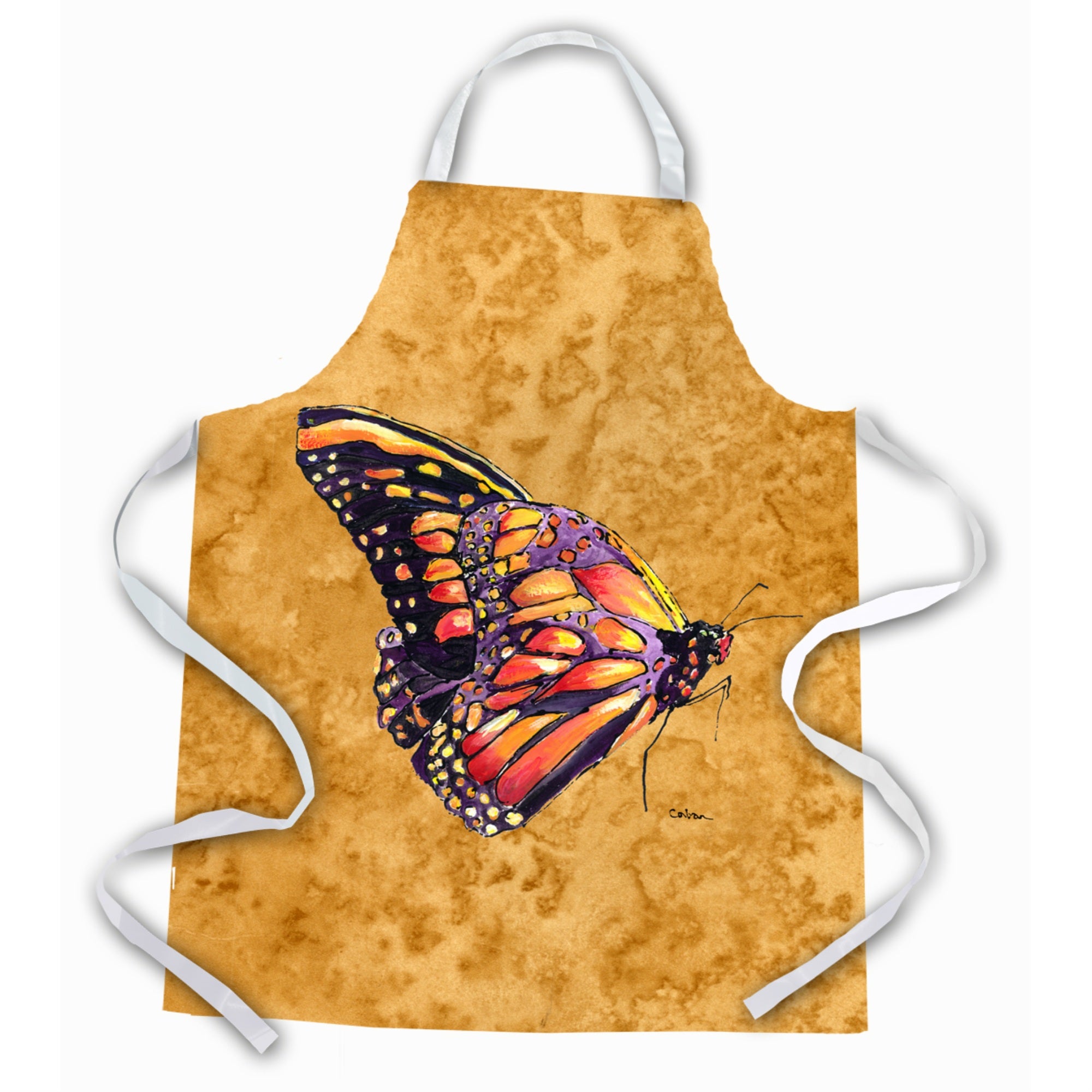 Caroline'S Treasures 8858Apron Butterfly On Gold Apron, Large, Multicolor