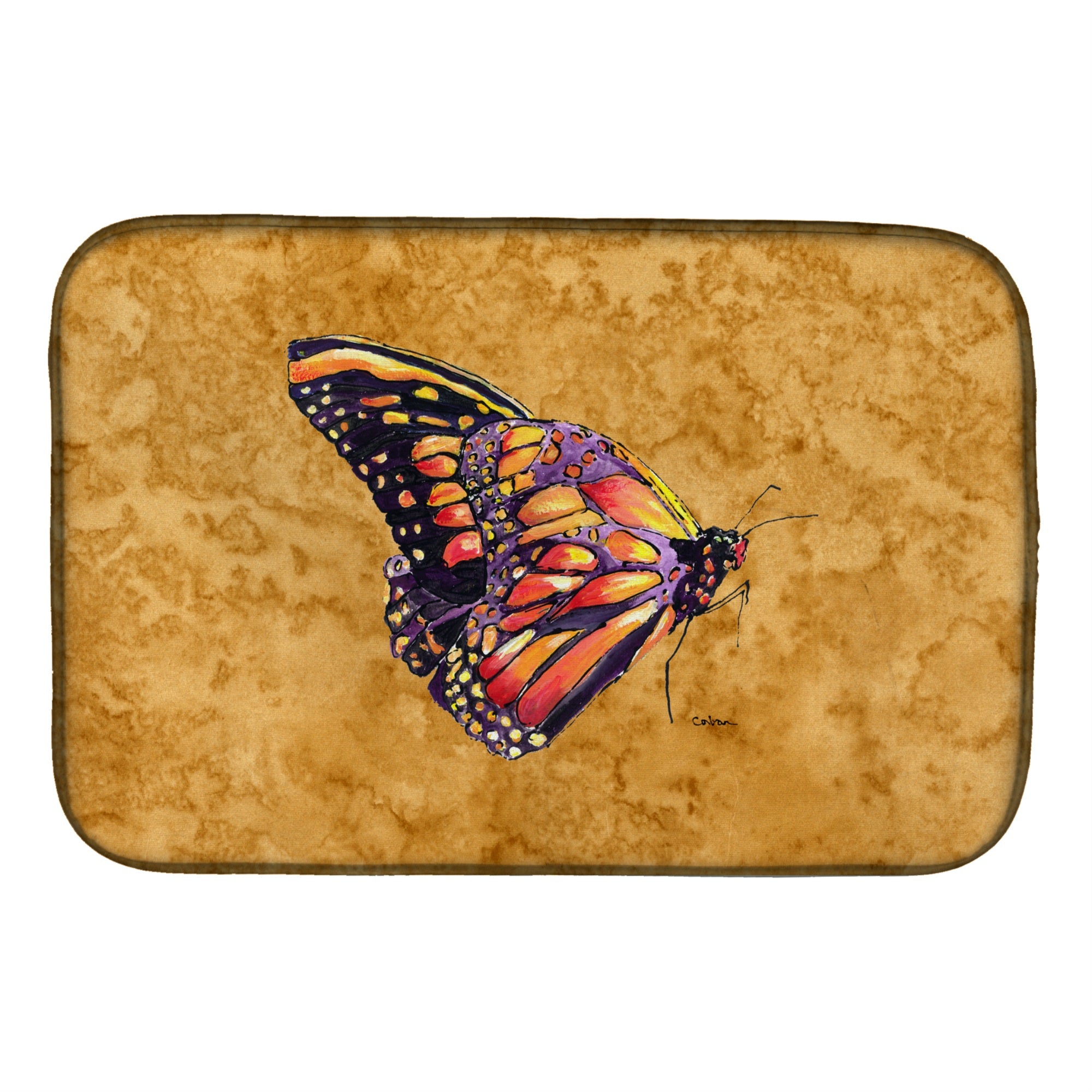 Caroline'S Treasures Butterfly On Gold Dish Drying Mat, 14 X 21, Multicolor