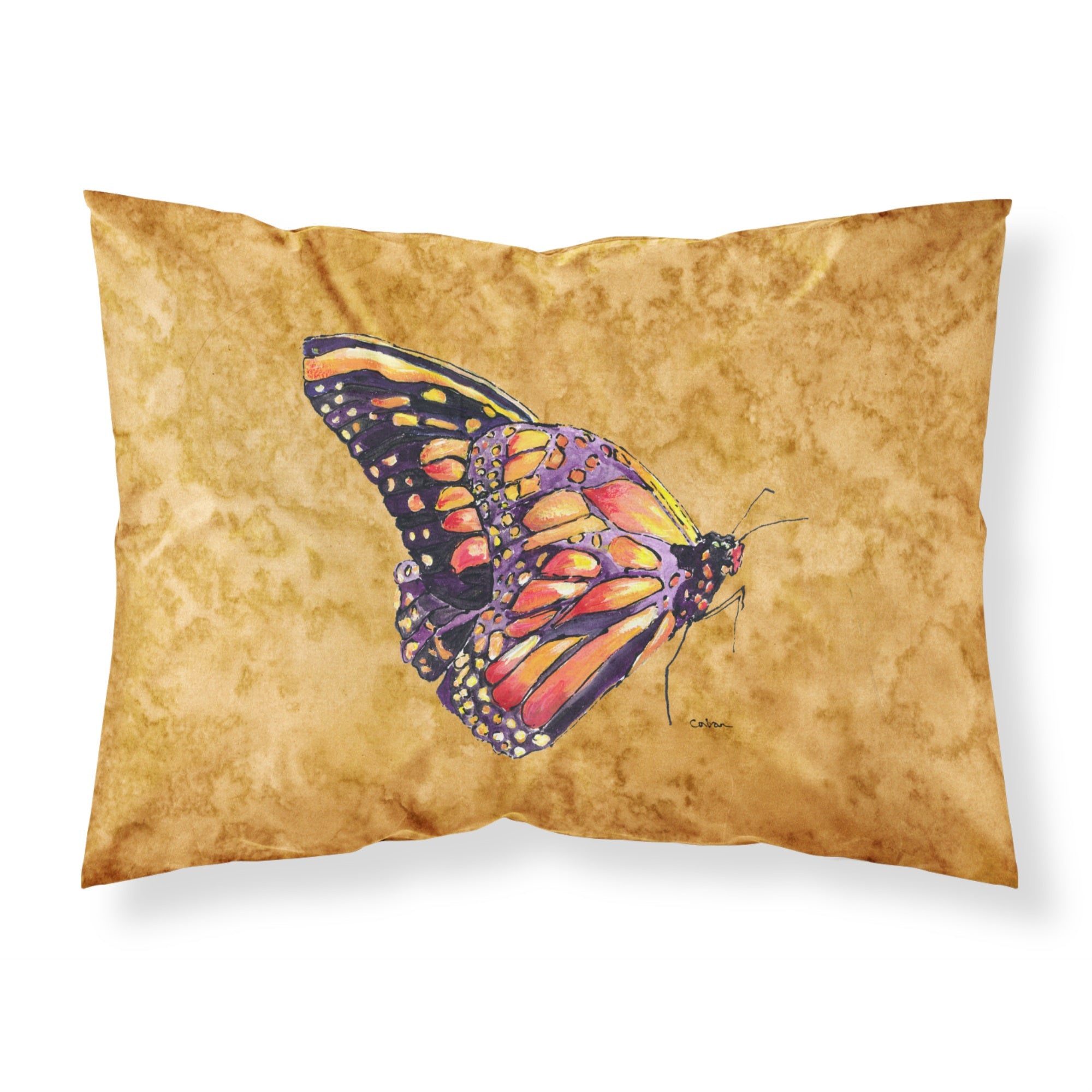 Caroline'S Treasures 8858Pillowcase Butterfly On Gold Moisture Wicking Fabric Standard Pillowcase, Large, Multicolor
