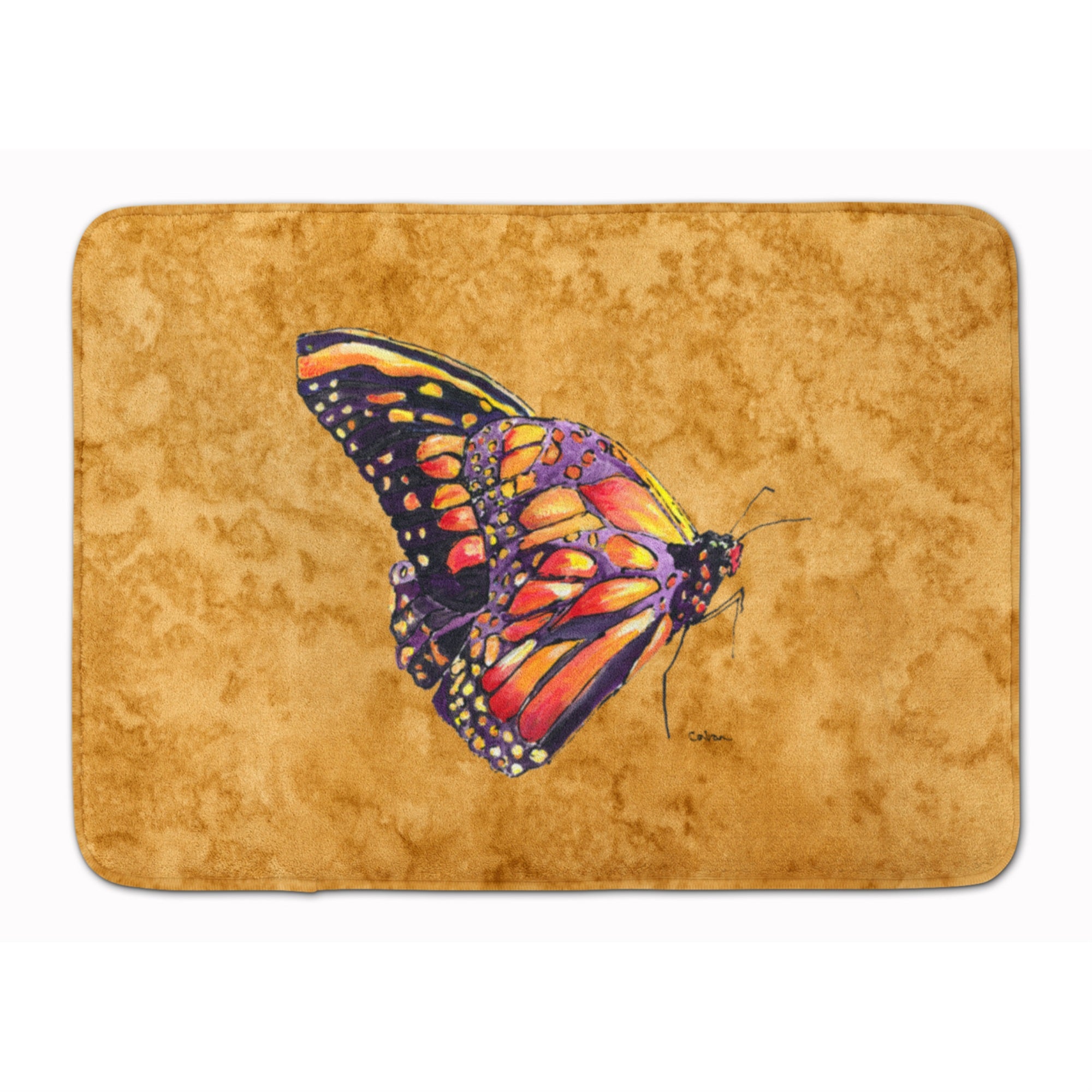 Caroline'S Treasures Butterfly On Gold Floor Mat, 19 X 27, Multicolor