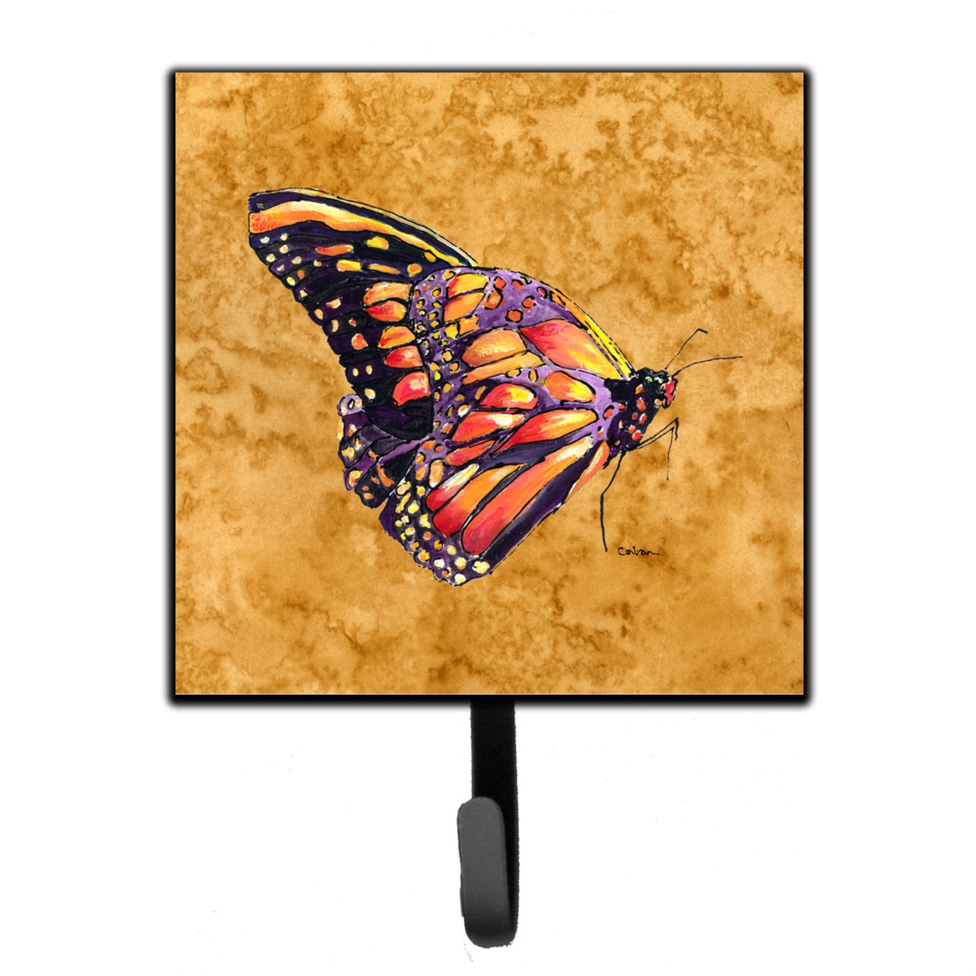 Caroline'S Treasures 8858Sh4 Butterfly On Gold Leash Or Key Holder, Small, Multicolor