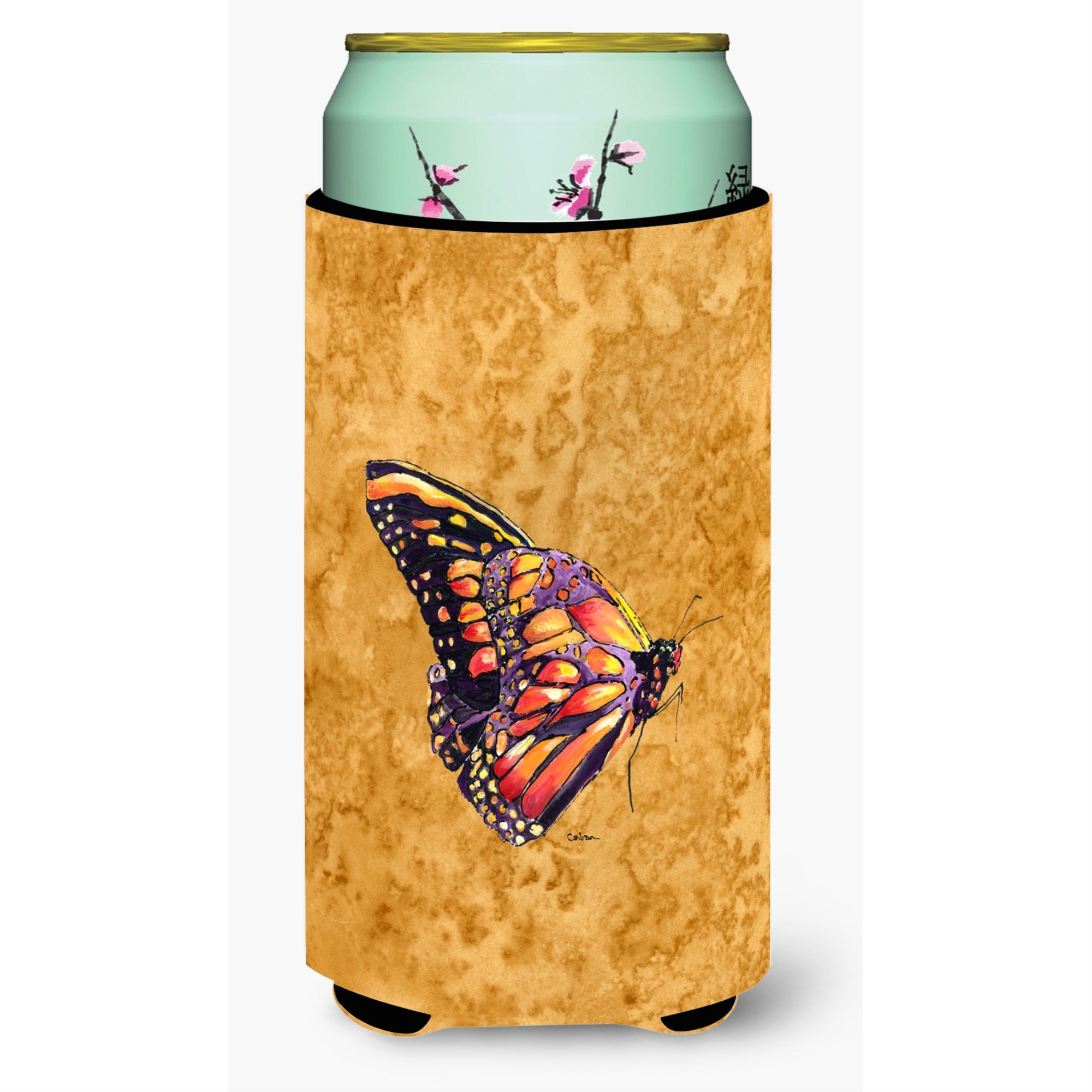Butterfly On Gold  Tall Boy Beverage Insulator Beverage Insulator Hugger