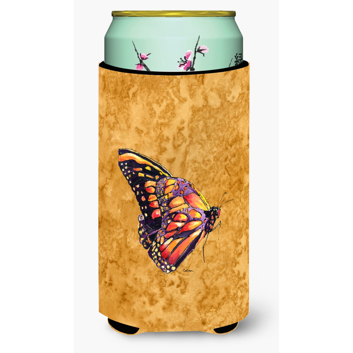 Butterfly On Gold  Tall Boy Beverage Insulator Beverage Insulator Hugger