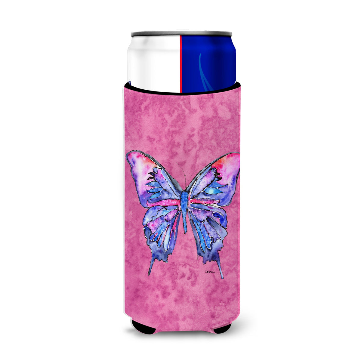 Butterfly On Pink Ultra Beverage Insulators For Slim Cans 8859Muk
