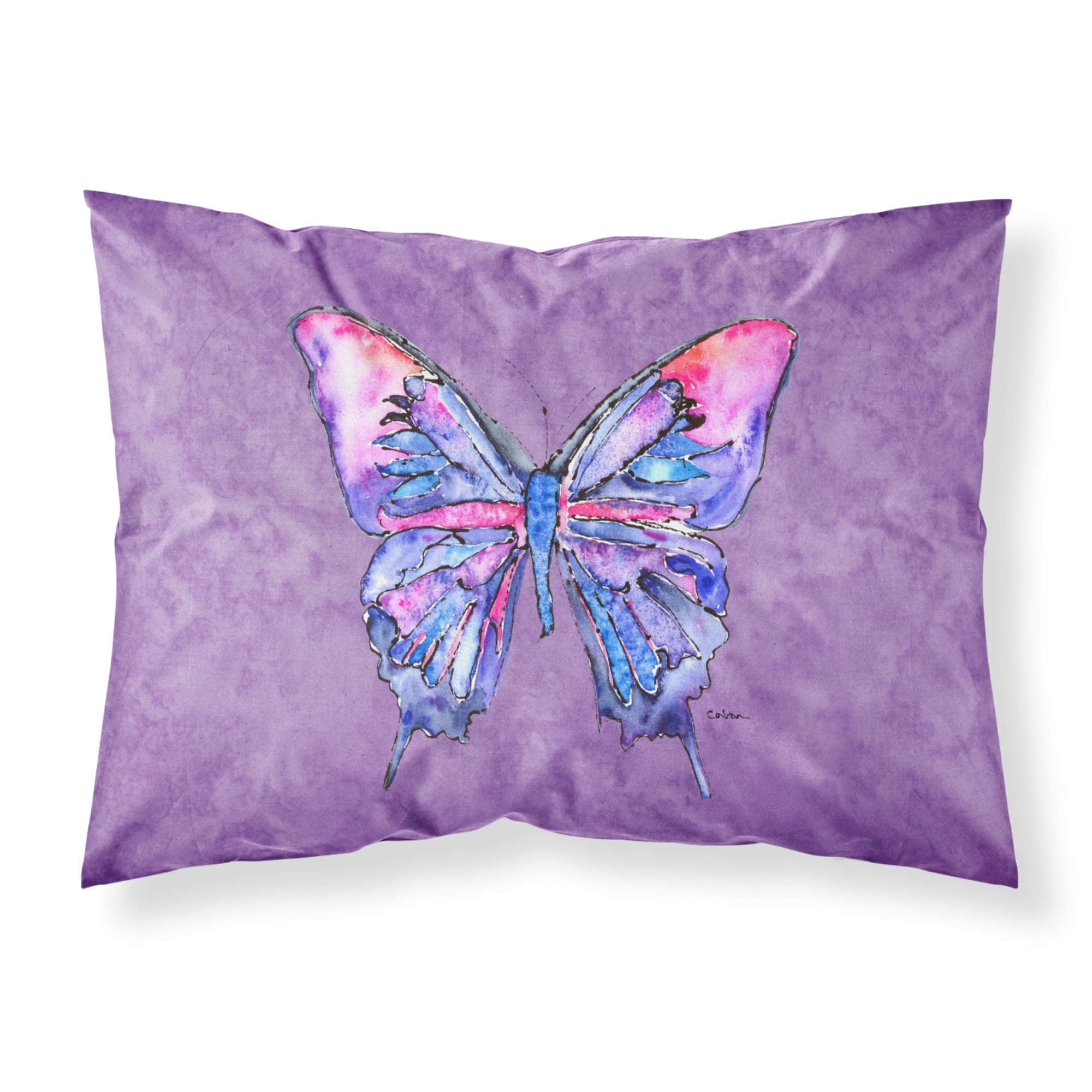 Caroline'S Treasures 8860Pillowcase Butterfly On Purple Moisture Wicking Fabric Standard Pillowcase, Large, Multicolor
