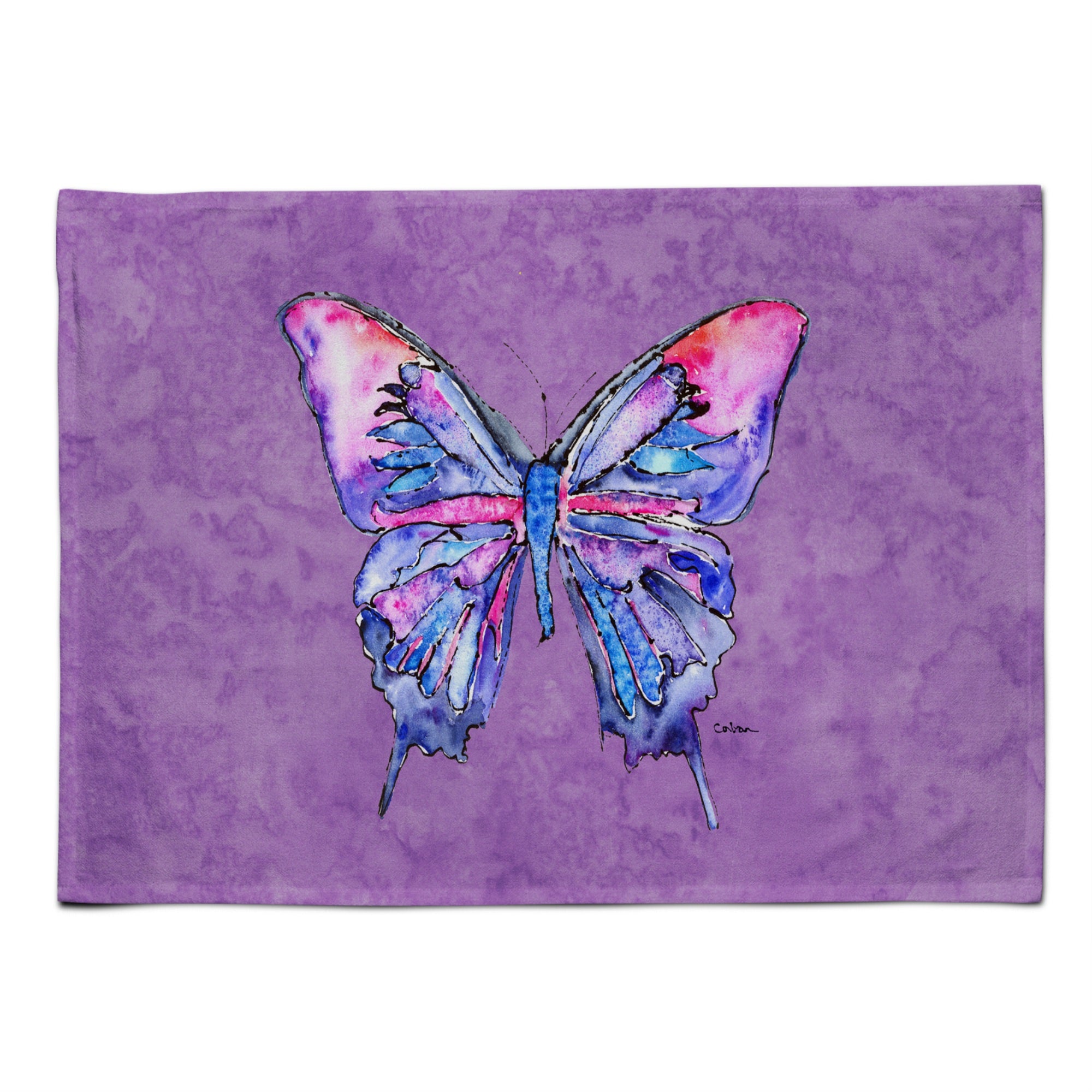 Caroline'S Treasures 8860Plmt Butterfly On Purple Fabric Placemat, Multicolor