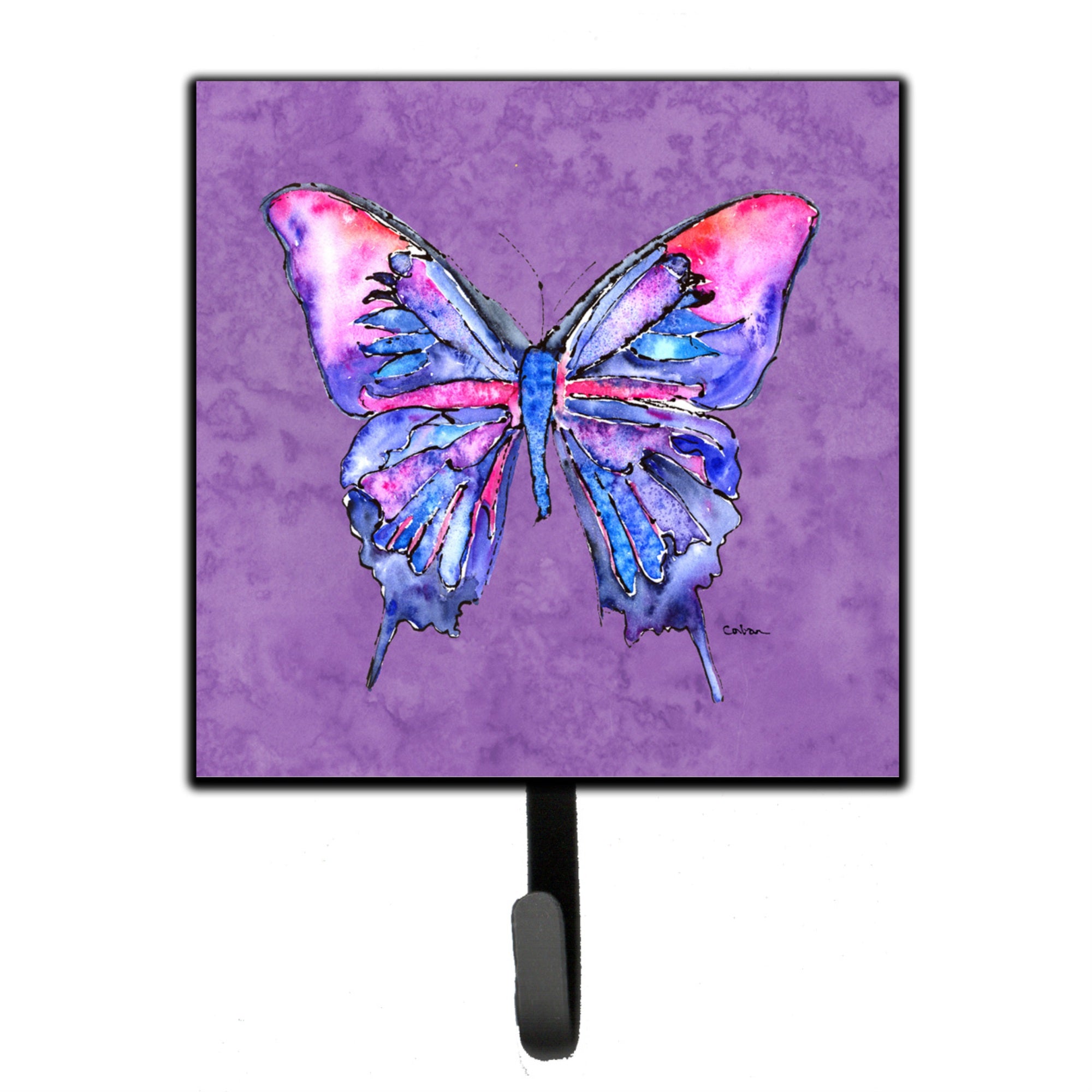 Caroline'S Treasures 8860Sh4 Butterfly On Purple Leash Or Key Holder, Small, Multicolor