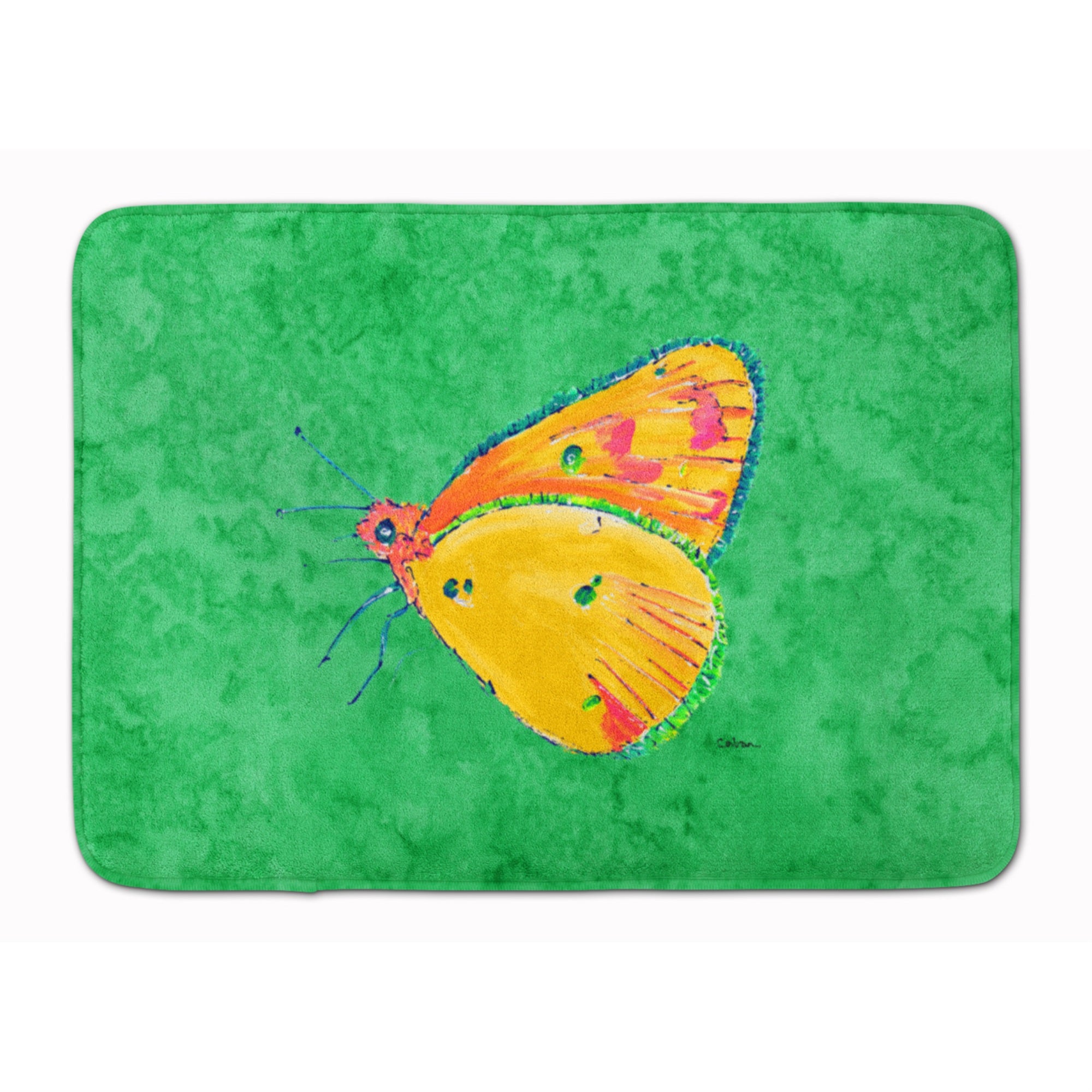 Caroline'S Treasures Butterfly Orange On Green Floor Mat, 19 X 27, Multicolor