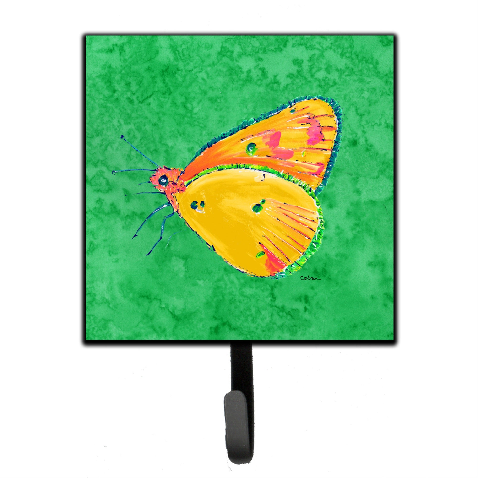 Caroline'S Treasures 8861Sh4 Butterfly Orange On Green Leash Or Key Holder, Small, Multicolor