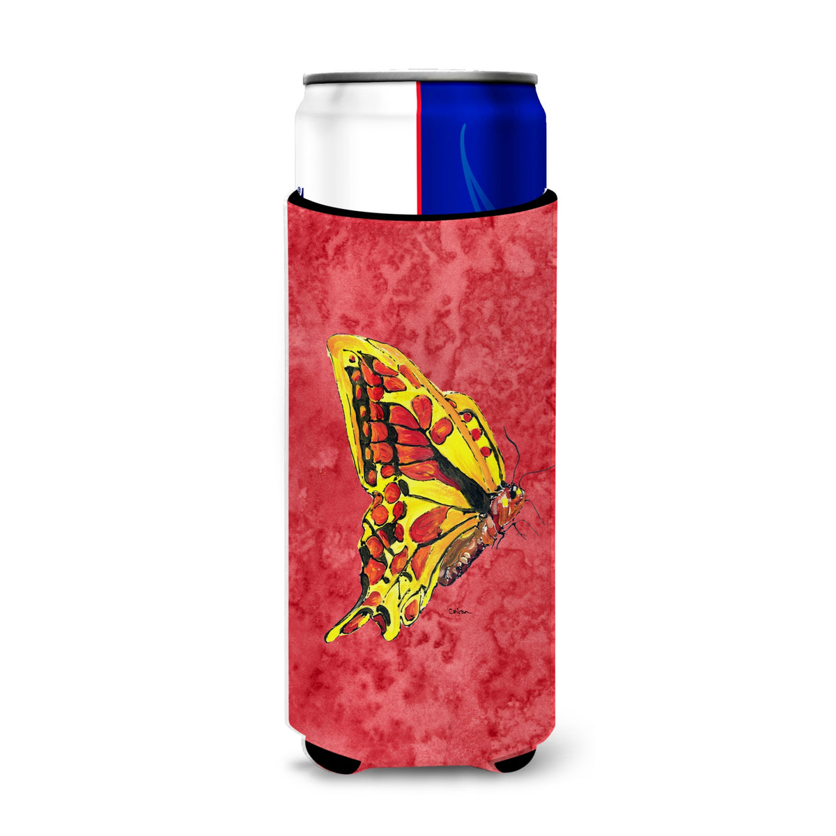 Butterfly On Red Ultra Beverage Insulators For Slim Cans 8862Muk
