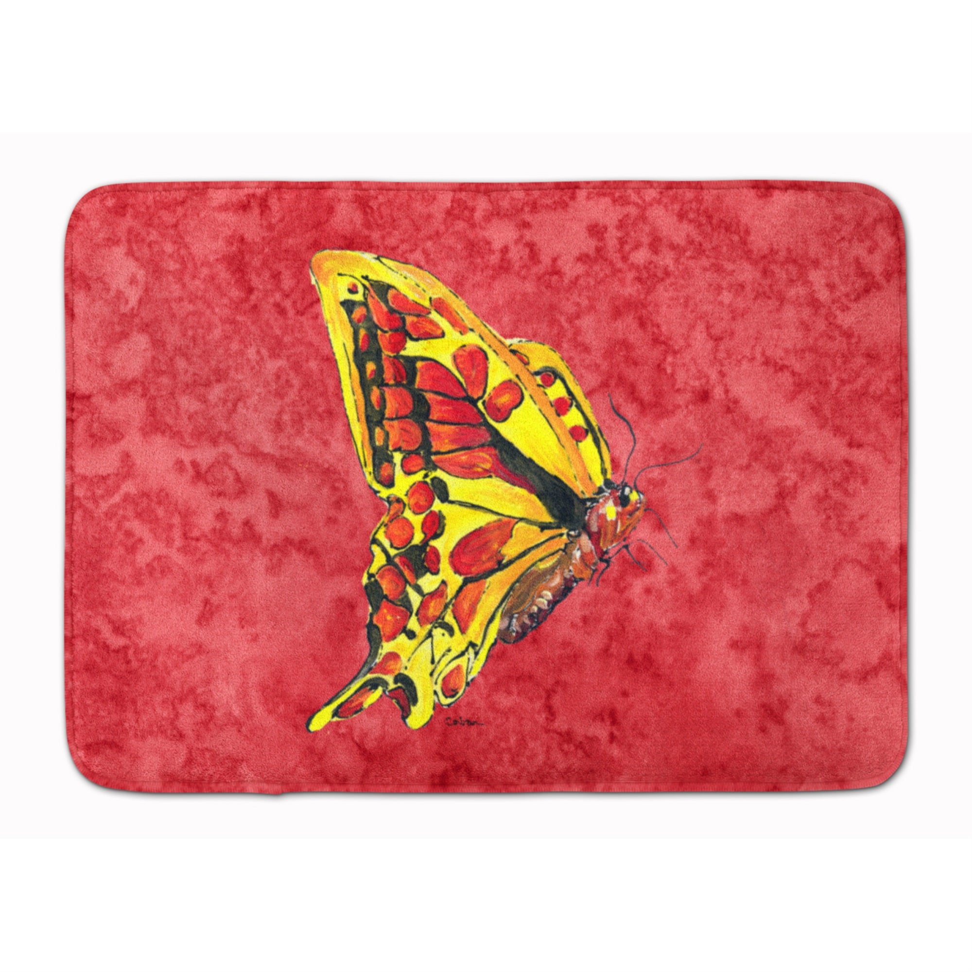 Caroline'S Treasures Butterfly On Red Floor Mat, 19 X 27, Multicolor