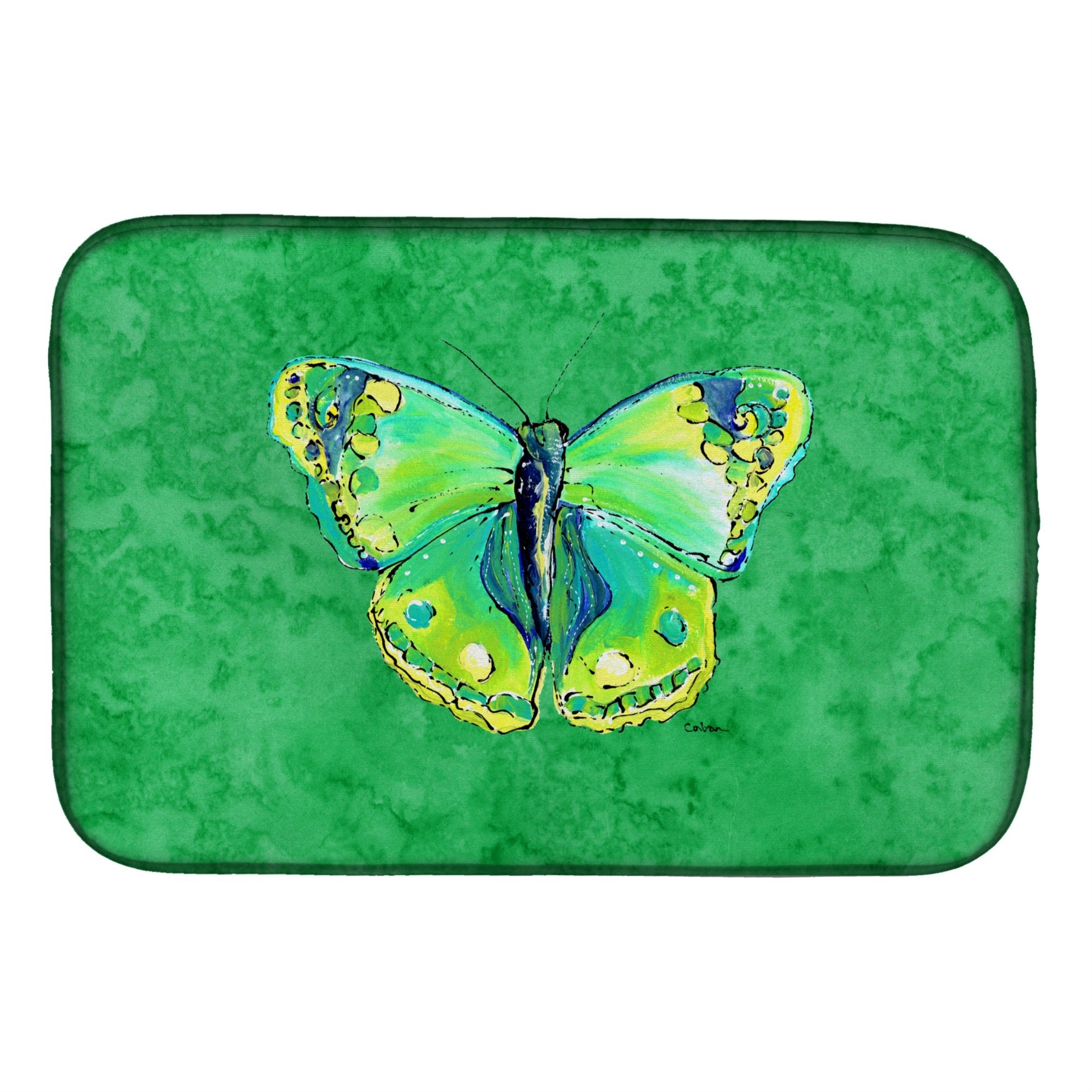 Caroline'S Treasures Butterfly Green Dish Drying Mat, 14 X 21, Multicolor